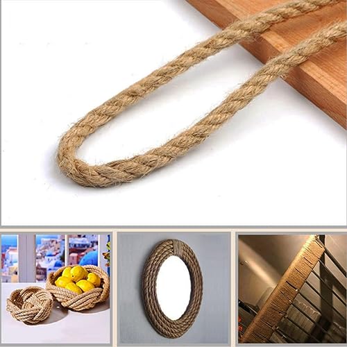 Miniatura 3 de Cuerda de cáñamo de yute 100% natural (12 pulgada x 50 pies) fuerte cordel de yute para manualidades, jardinería, decoración de hamacas