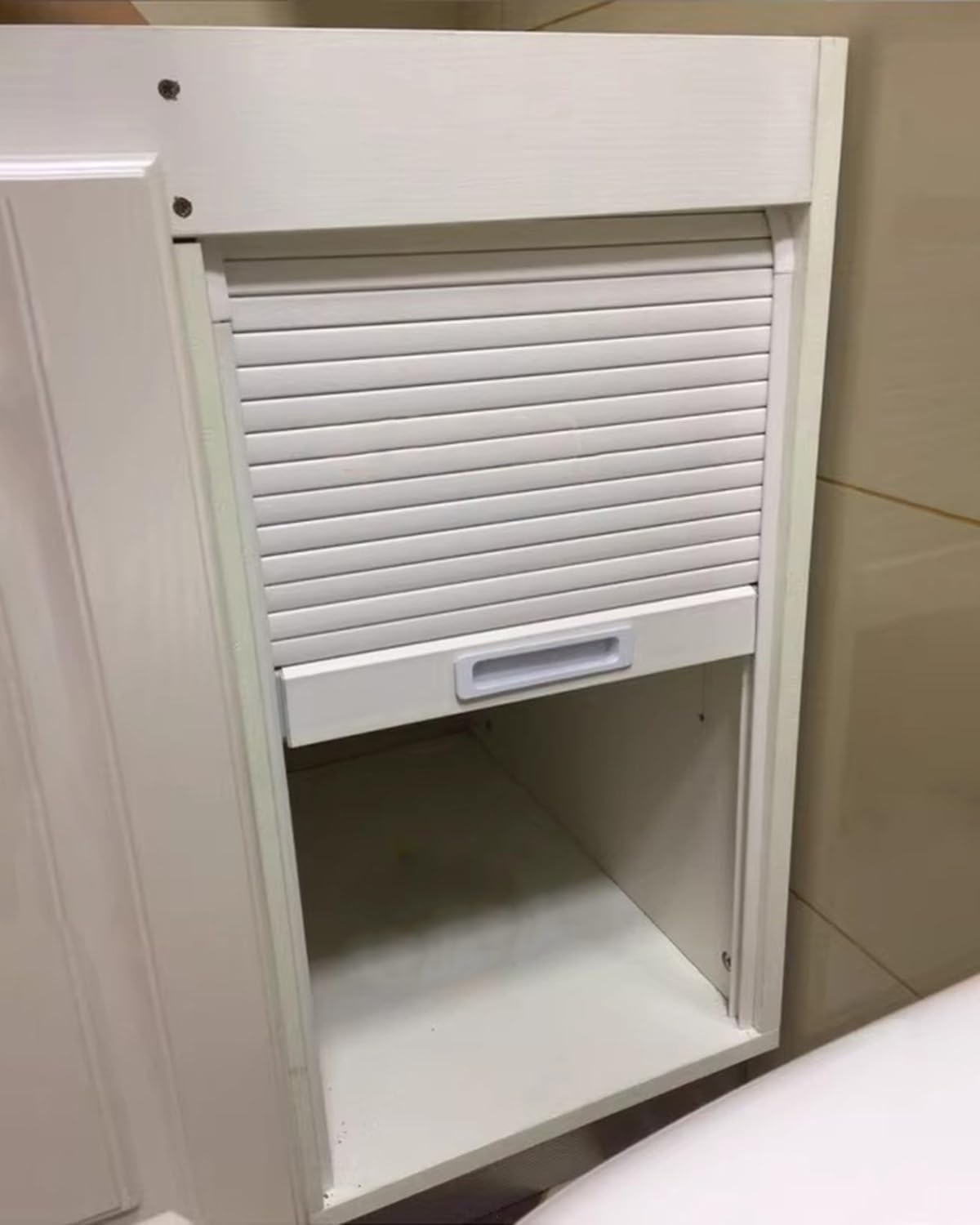 Accordion Folding Door Kit, White Tambour Door Kit with Handle, Roll Up Cabinet Door, Multiple Sizes(22x22 (55.9x55.9cm))