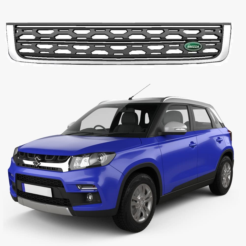 Discovery Sport Style Front Grill Suitable for Maruti Vitara Brezza Type 1 (2016-2019) (Black with Silver)