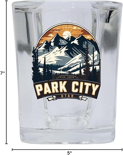 Miniatura 2 de R and R Imports Park City Utah Souvenir - Vaso de chupito cuadrado B de 2.5 onzas