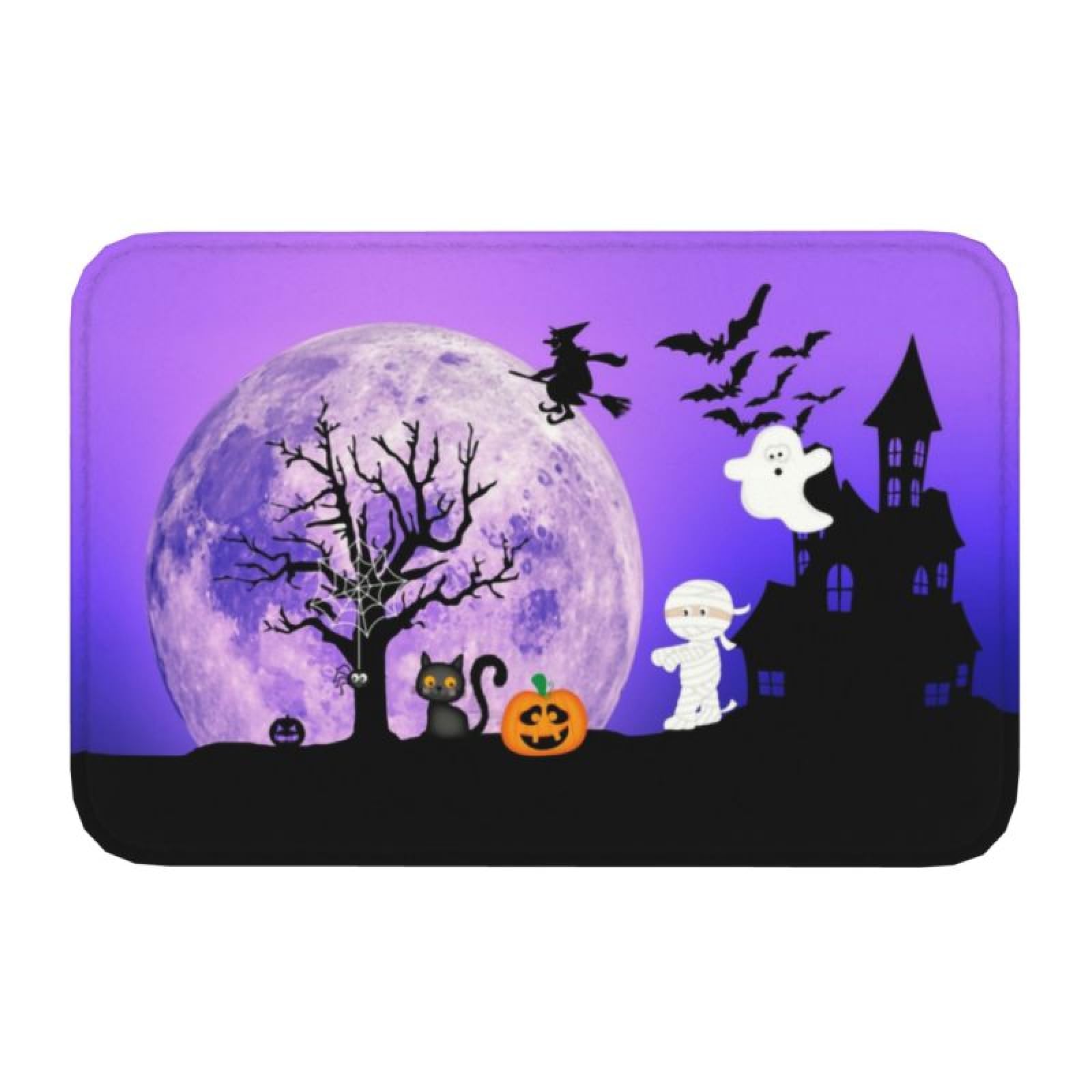 Paillasson d'entrée violet Halloween antidérapant pour enfant
