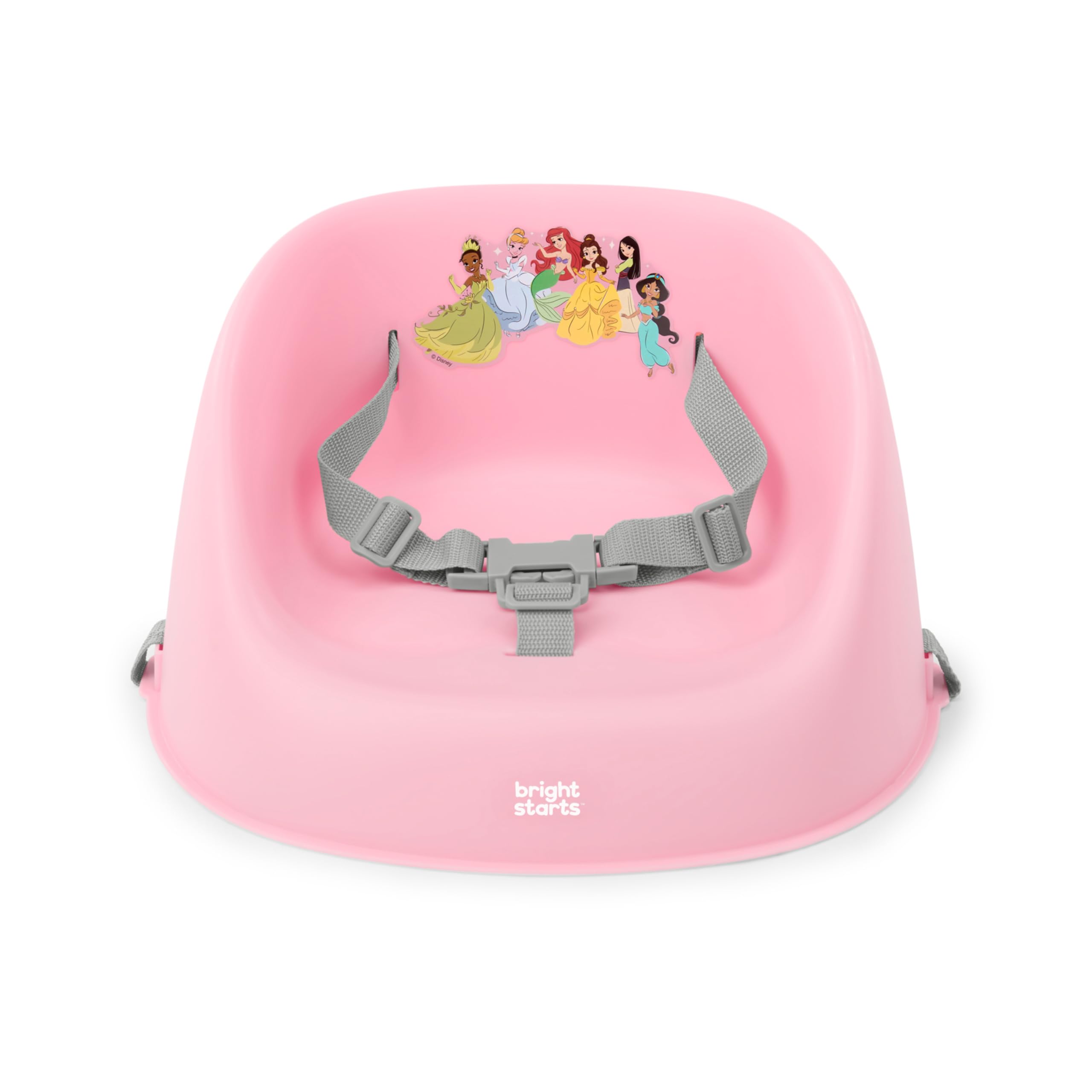 Bright Starts, Réhausseur de Chaise Bébé Disney Princesse My Spot Facile à Nettoyer, Harnais 3 Points, Sangles Amovibles Lavables, Rose
