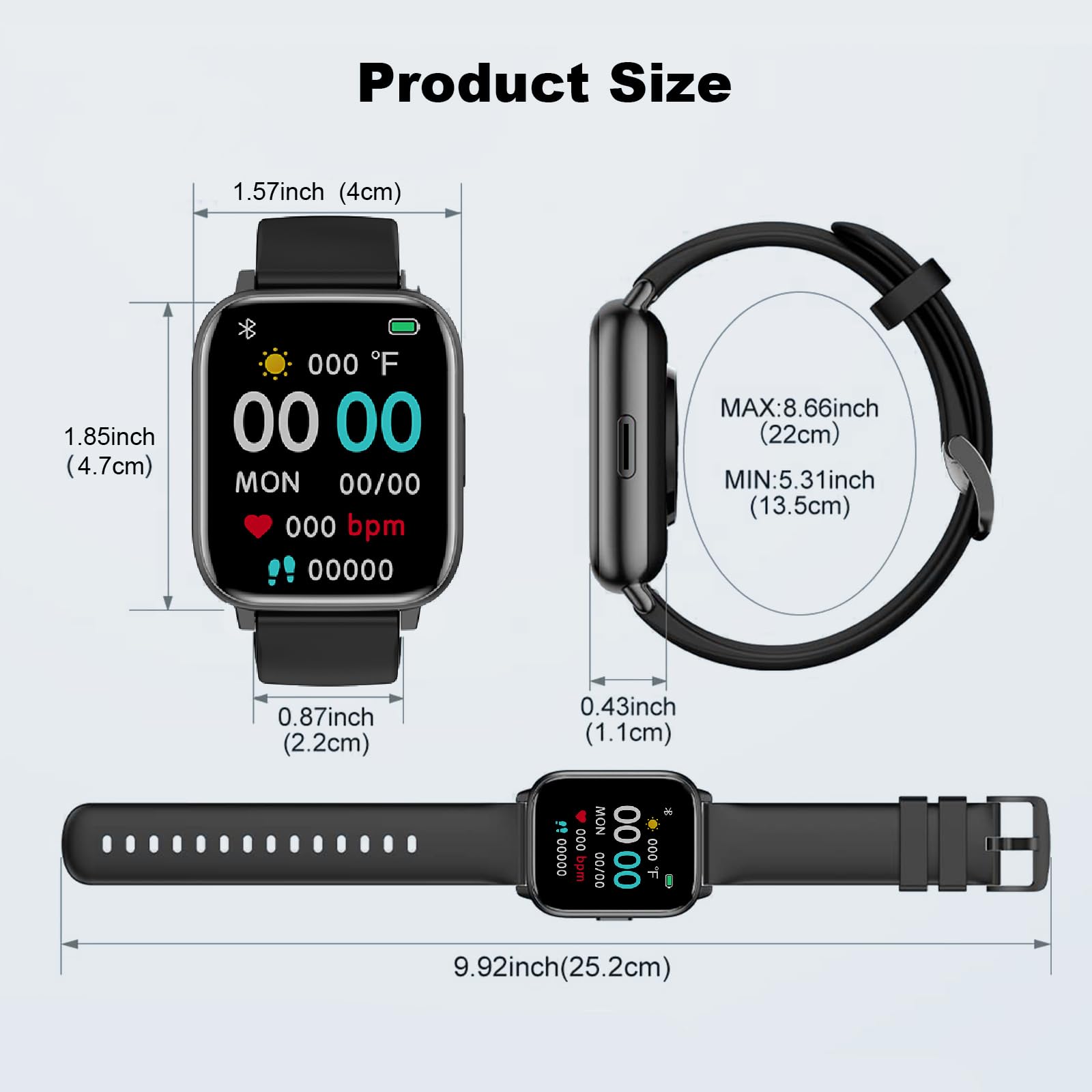 Smart Watch per uomini, donne e bambini, smartwatch da 2 pollici con frequenza cardiaca, ossigeno, pressione sanguigna, ECG e monitoraggio del sonno. Questo Smart Watch è compatibile con iOS 9.0 e