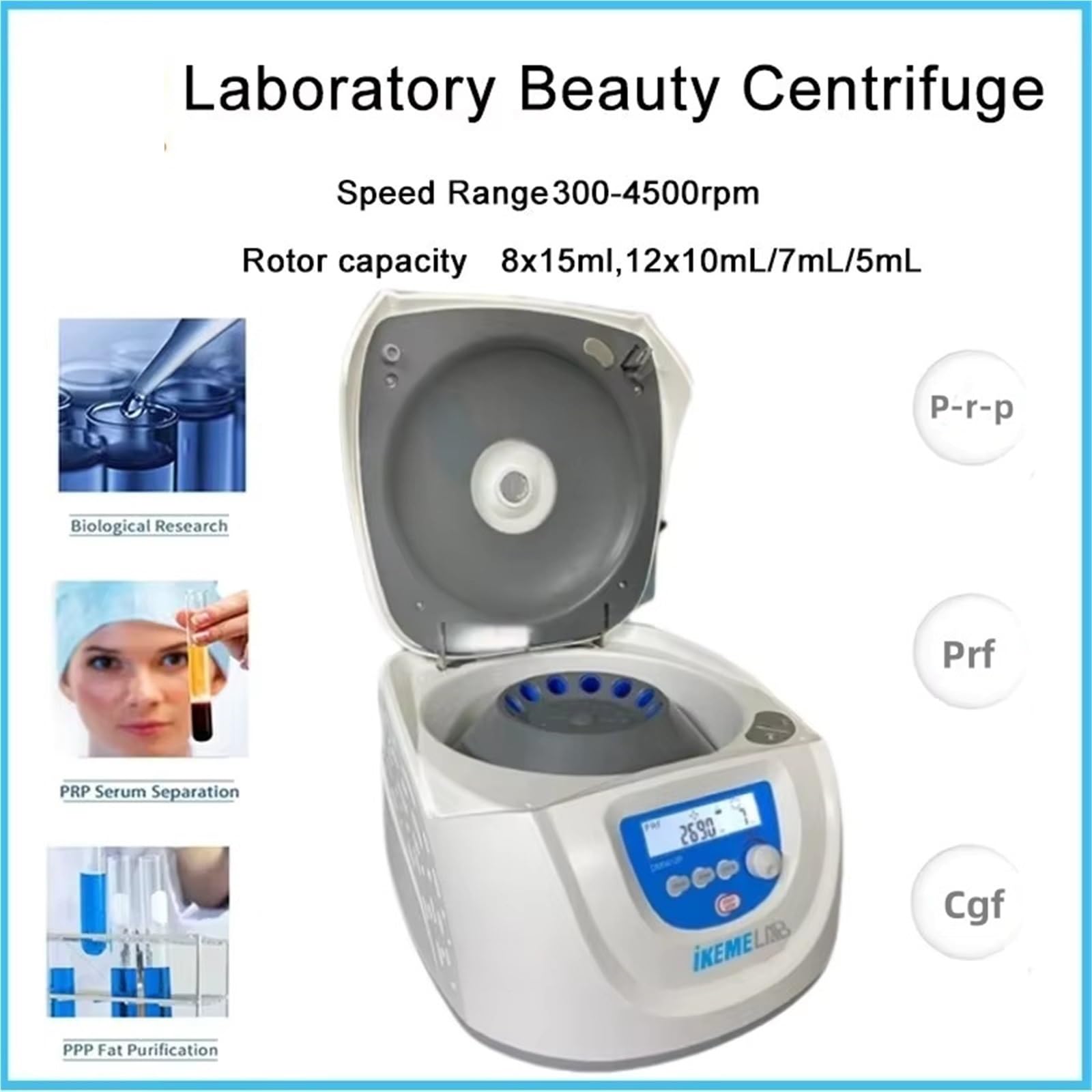 Zentrifuge, Laborzentrifuge, Plasmazentrifuge, 5/7/10/15 ml-Röhrchen, 4500 U/min, langsame Beauty-Zentrifuge