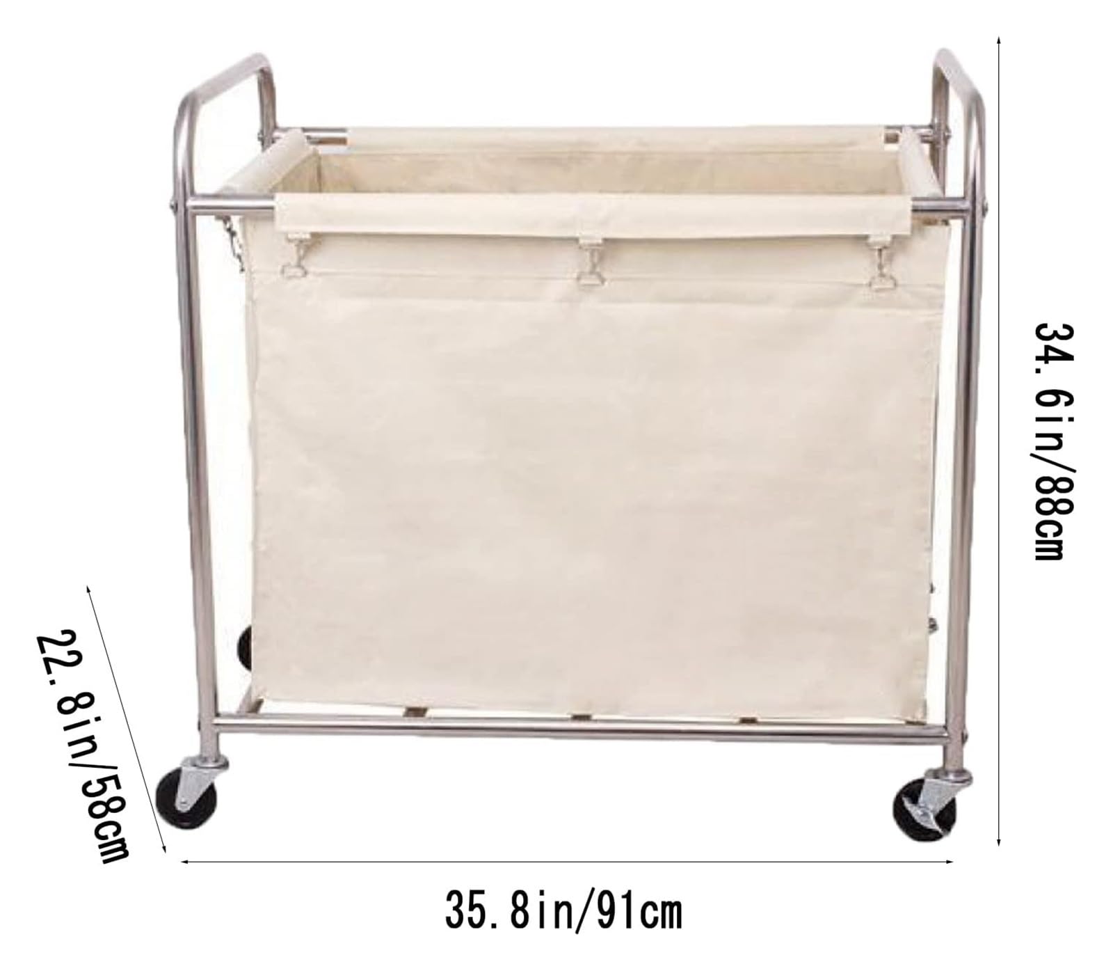 JINMLBO Laundry Trolley Laundry Basket with Wheels Laundry Cart with Stainless Steel Frame Foldable Waterproof Oxford Bag Clothes Storage Cart for Home Bathroom Bedroom Hotel(D)