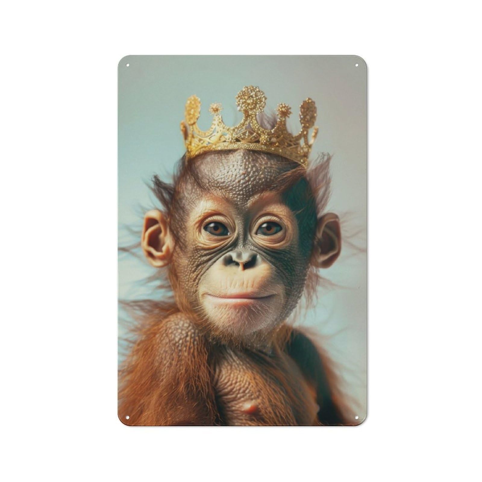 Junmoney Orangutan King For Hobby Room Or Studio, Rustic Metal Sign 30X20cm, For Creative Interior Collectors Refreshing A Room In Autumn