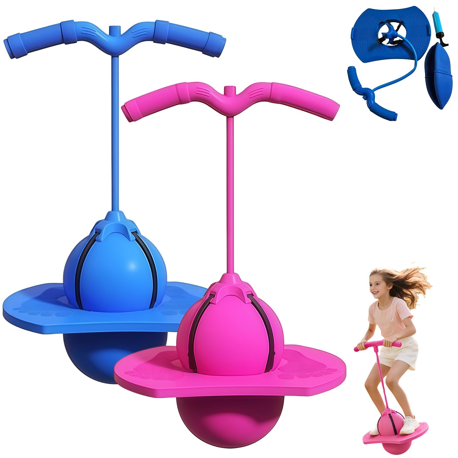 Pogo Sticks for Girls and Teens, Safe Bouncing Toy for Kids Age 10+, Suitable for Adults Up to 200lb, Indoor Outdoor Use with Non-Slip Foot Pads