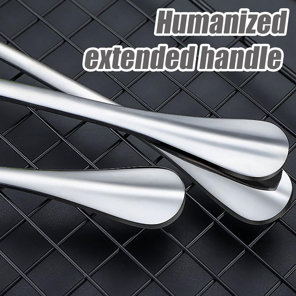 2 cucharas de sopa grandes de acero inoxidable, diseño de cabeza cuadrada plateada, cucharas de servir albóndigas, ramen, helado, postre, mango largo, cuchara de sopa grande para restaurante, vajilla,