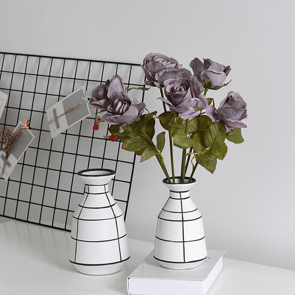 Jarrón nórdico de cerámica simple y creativo para sala de estar, adornos para el hogar, arreglos florales (A)