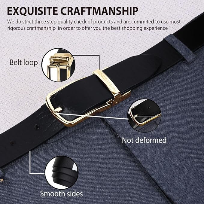 Image of HAYES LONDON Belts for Men Leather Original - Belt for Men Formal with Classic Design, Durable and Italian Reversible Men's Belts for All Occasions