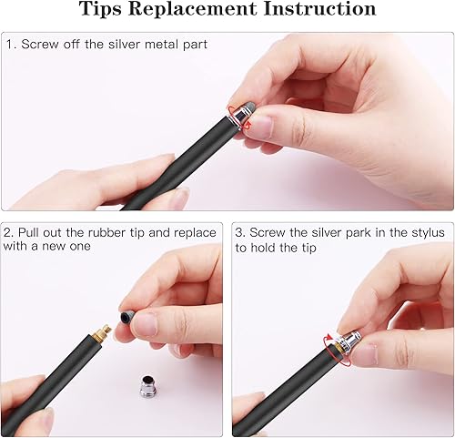 Miniatura 6 de METRO Lápiz óptico universal para pantallas táctiles, puntas de fibra capacitiva de alta sensibilidad, lápiz táctil 2 en 1 para iPad, iPhone y todas