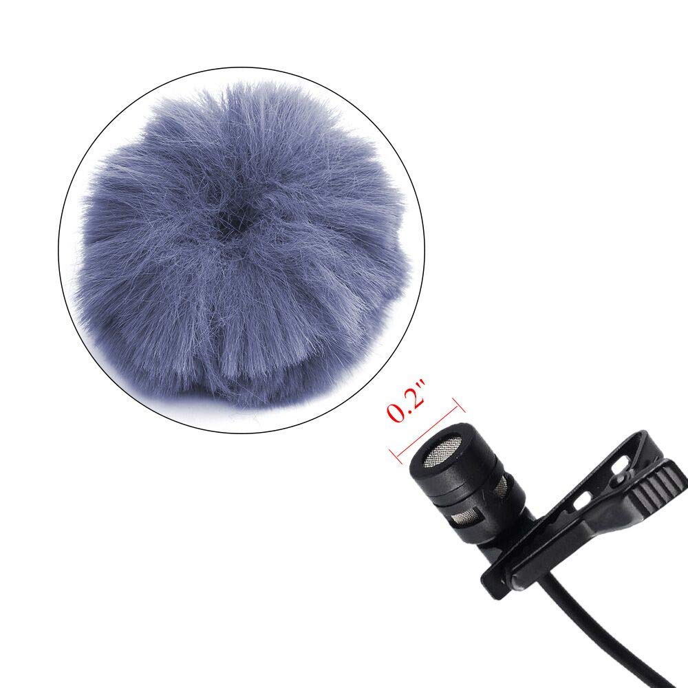 Lavalier - Paquete de 2 orejeras de viento para micrófono de solapa de 0.2/0.4 pulgadas, protector de viento a prueba de viento (0.2 pulgadas, gris)