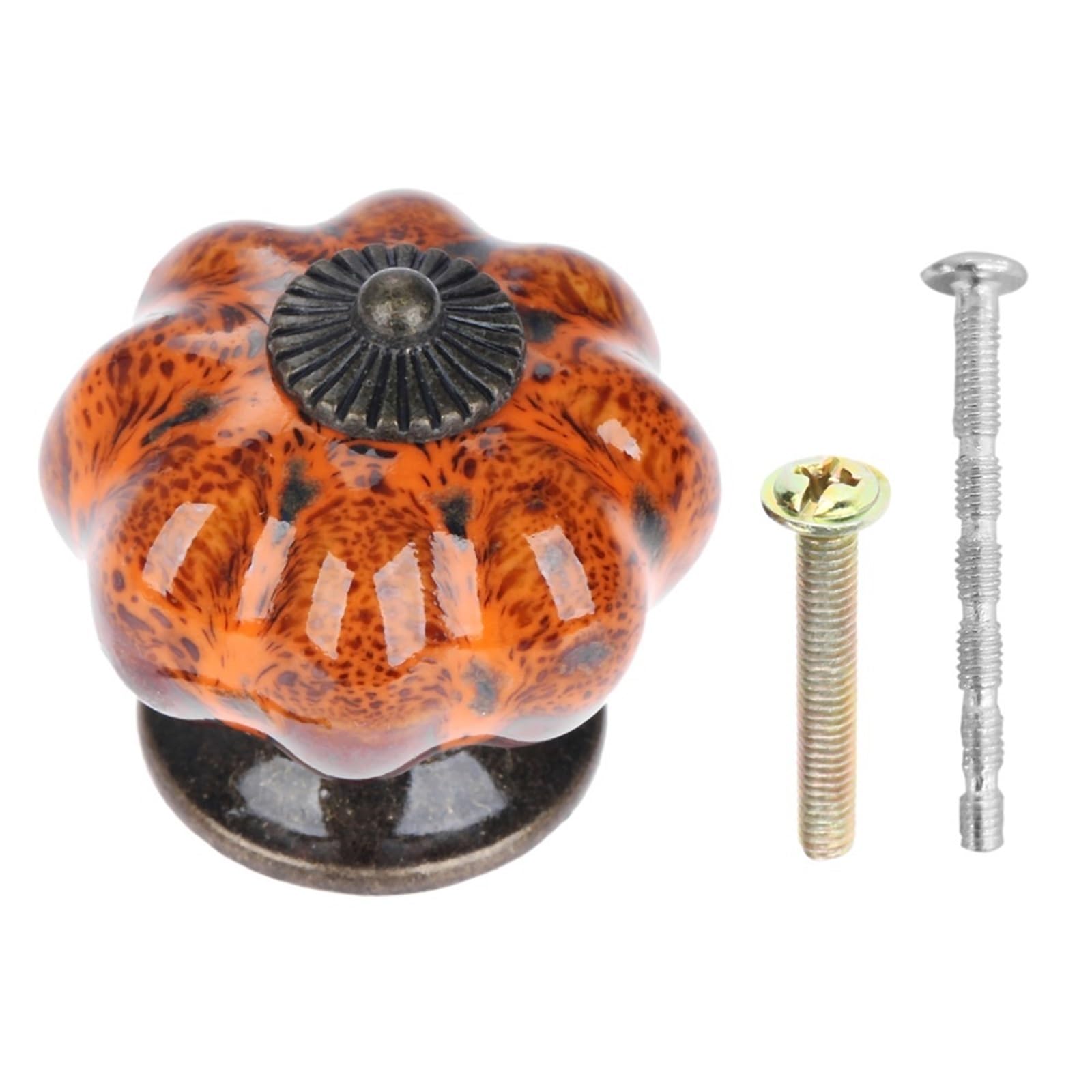 WLIHDB 5Pairs Antique Pumpkin Ceramic Door Knob for Cabinets Cupboard Dresser Drawers Kitchen Furniture Handles Pulls for Chest of Drawer(Color2)