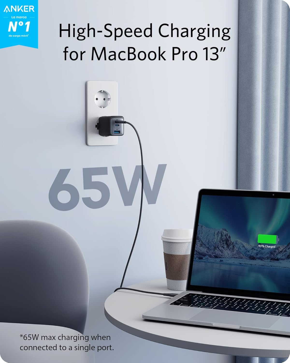 Anker Cargador USB C Carga Rapida 65W (Nano II),con 3 Puertos PPS, Cargador compacto y potente para MacBook Pro, iPad Pro, Steam, Galaxy S20, DELL XPS 13, Note 20/10+, iPhone 17/16/15 air series y más 3