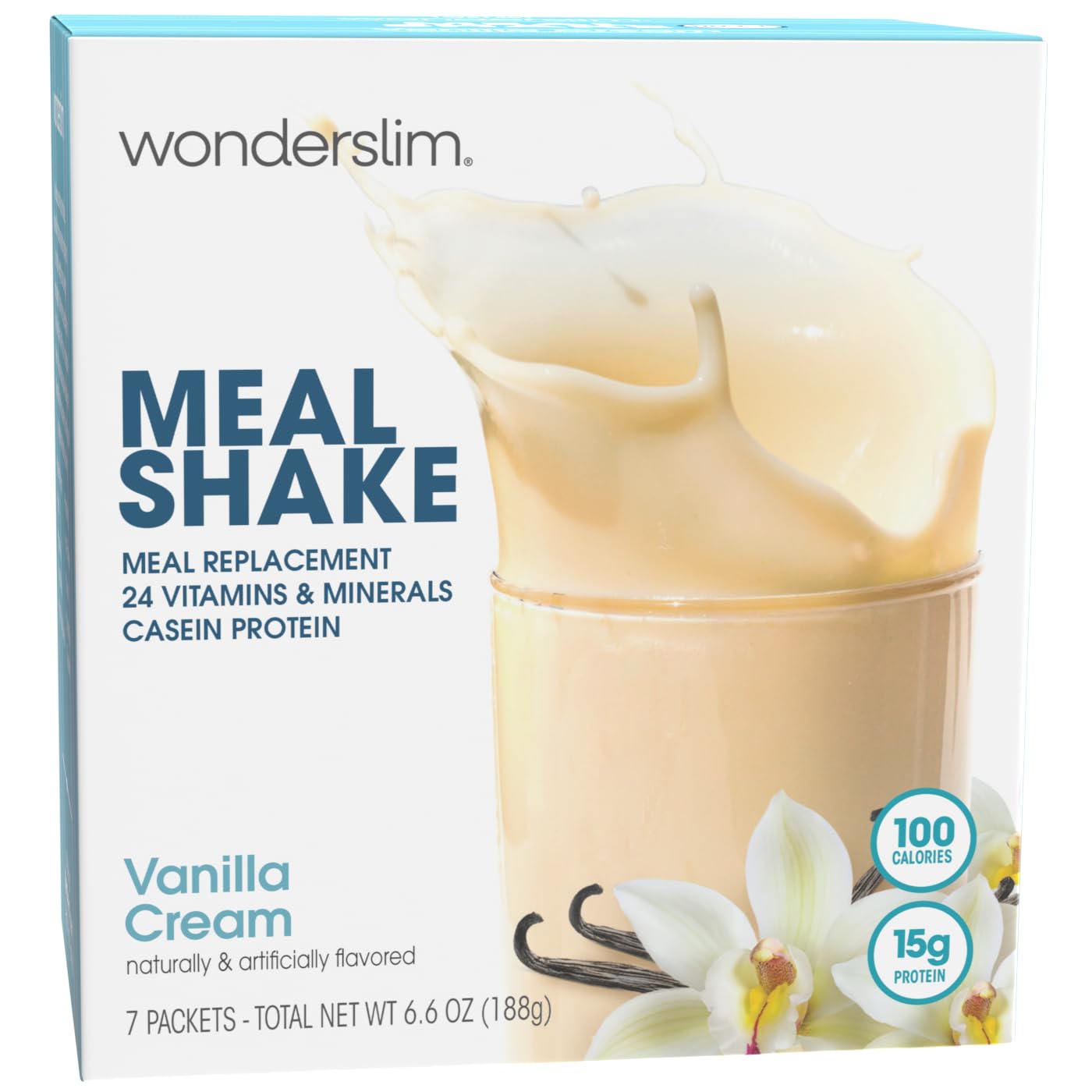 WonderSlim Aspartame Free Diet 15 g Protein Shake & Pudding Mix - Vanilla Cream (7 Servings/Box)