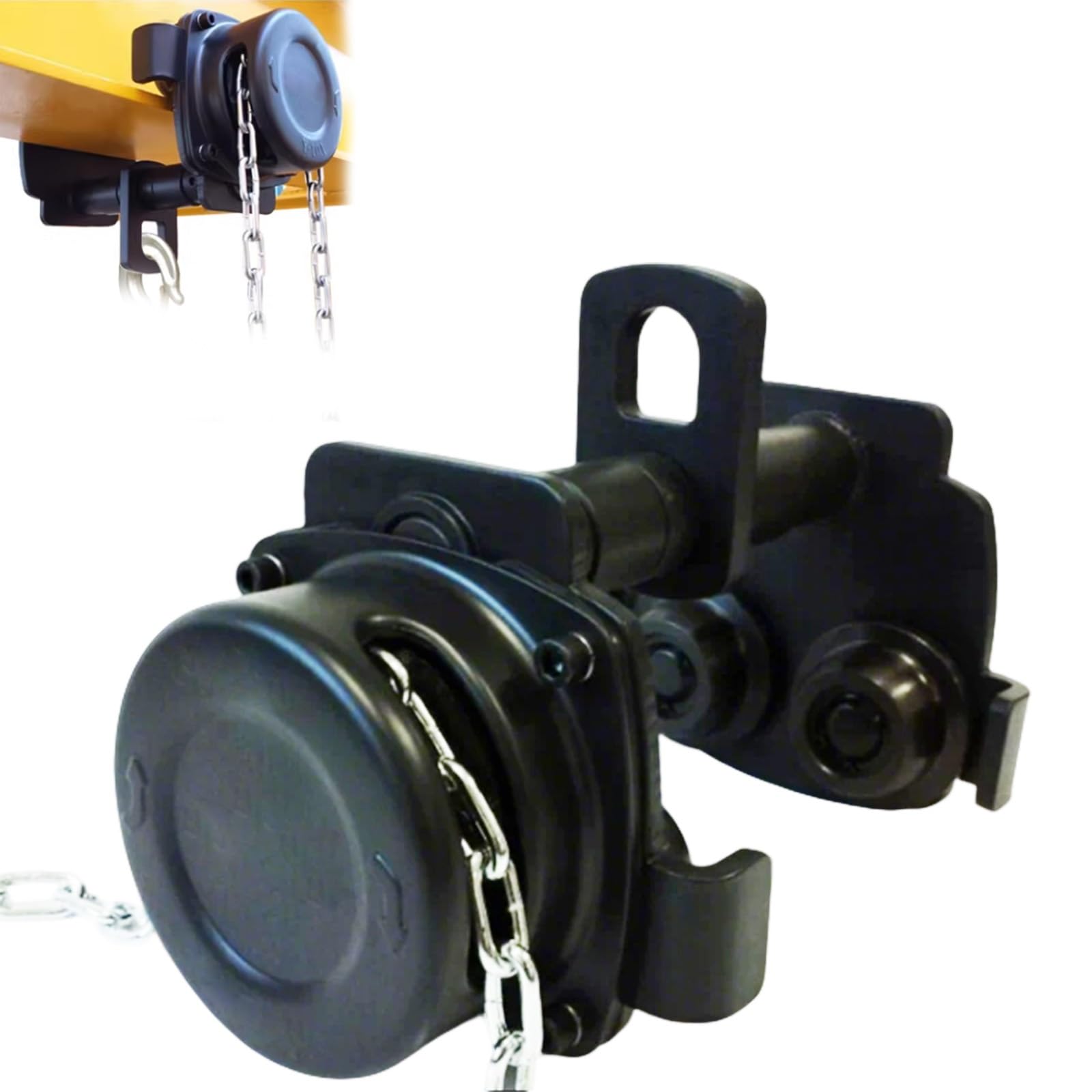 Carrello con Trave in Acciaio Nero, Larghezza Regolabile 2,5-8 Pollici, Adatto for L'uso con Travi A I Dritte/Curve
