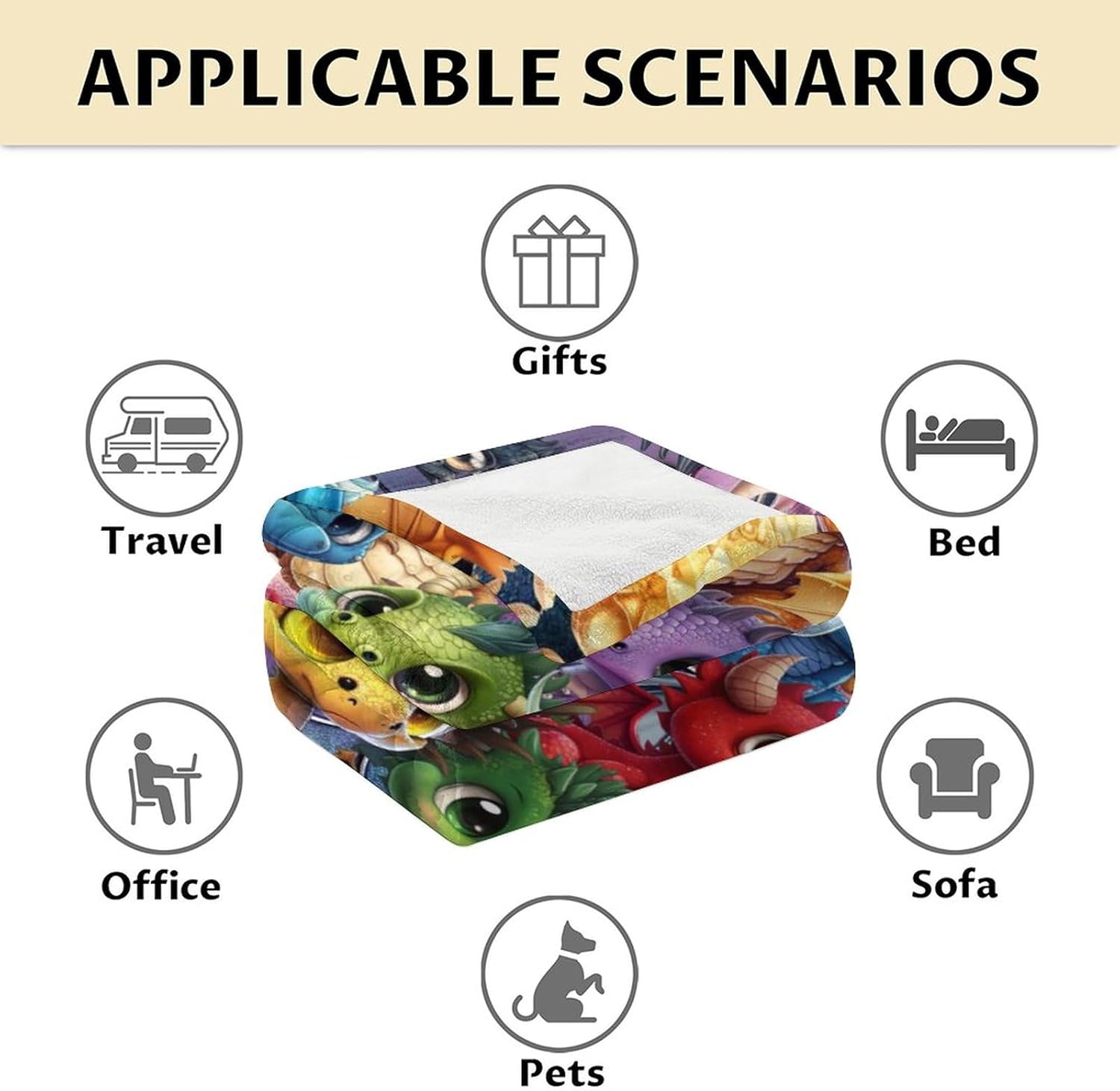 Dragon Blanket Gifts - 40x50 Inches Cute Throw Blanket for Kids, Boys & Girls - Colorful Soft Fuzzy Blankets for Couch, Sofa & Bed - Image 6