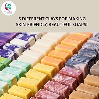 Pack of 5 Clays For Mask Making & Soap Making | Rose Clay, French Green Clay, Kaolin Clay, Moroccan Red Clay and Bentonite Clay | 8oz Each | Best Variety Pack For DIY Projects | By Yogi’s Gift ®