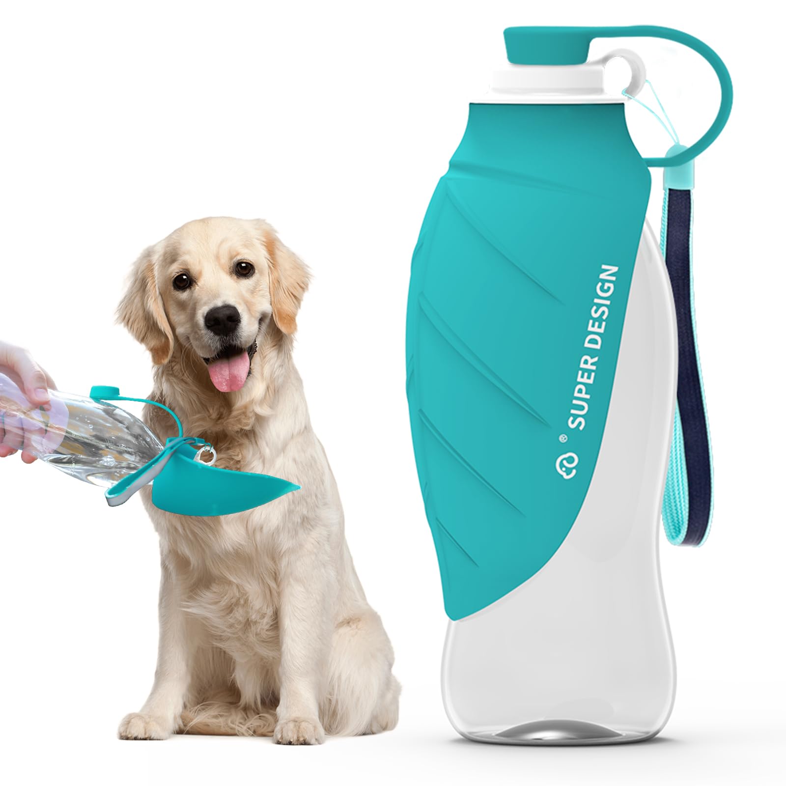 SUPERDESIGN Dog Water Bottle, Portable Dog Water Bottle for Small to Large Dogs, Leak Proof Dog Travel Water Bottle, Small Leaf Travel Water Bowl for