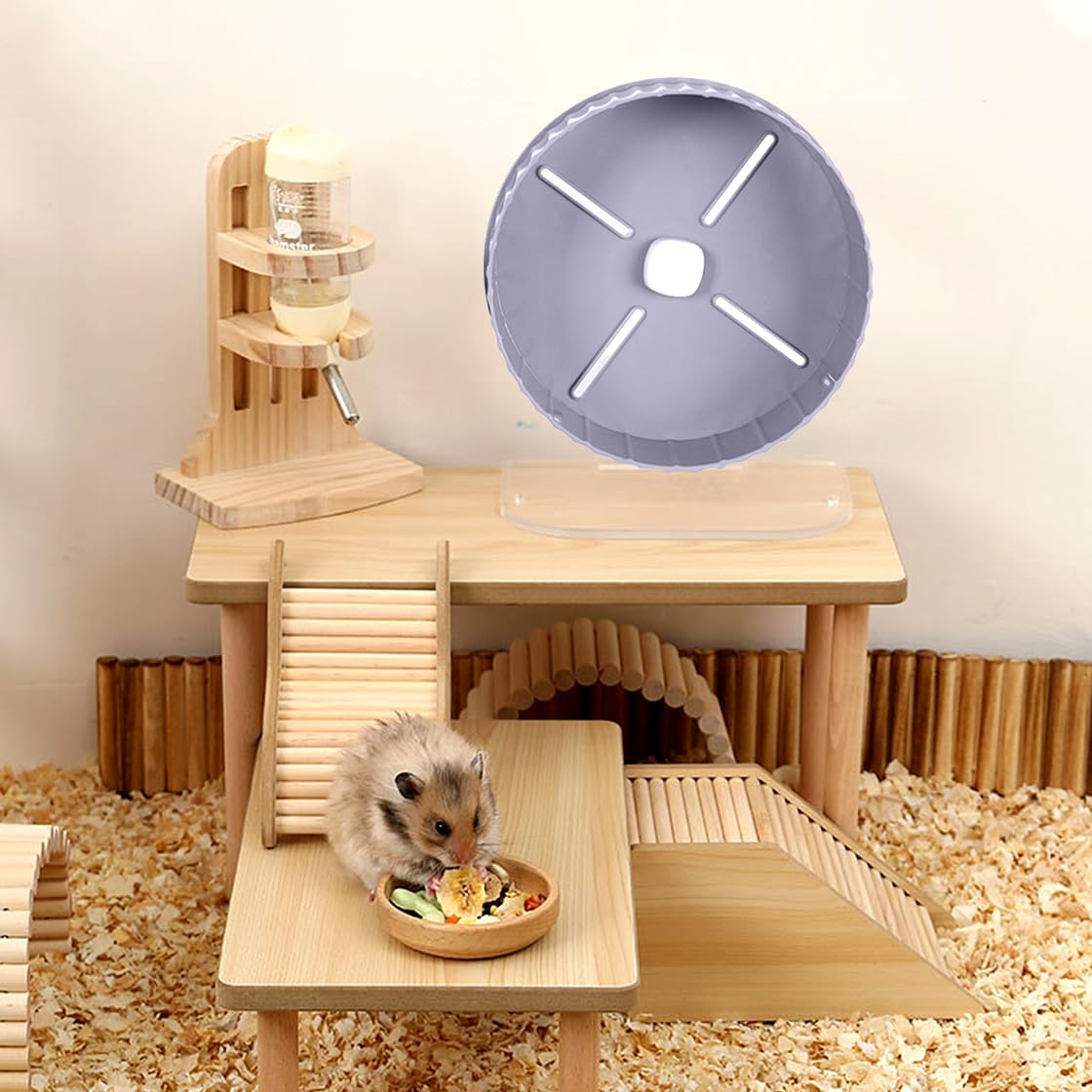 Ruota Criceto per l’Esercizio, Ruota da Corsa Silenziosa, Giocattoli per Criceti,Accessori Giochi Criceto,Silent Hamster Exercise Wheel per Porcellini d'India, Criceti Russi (grigio)