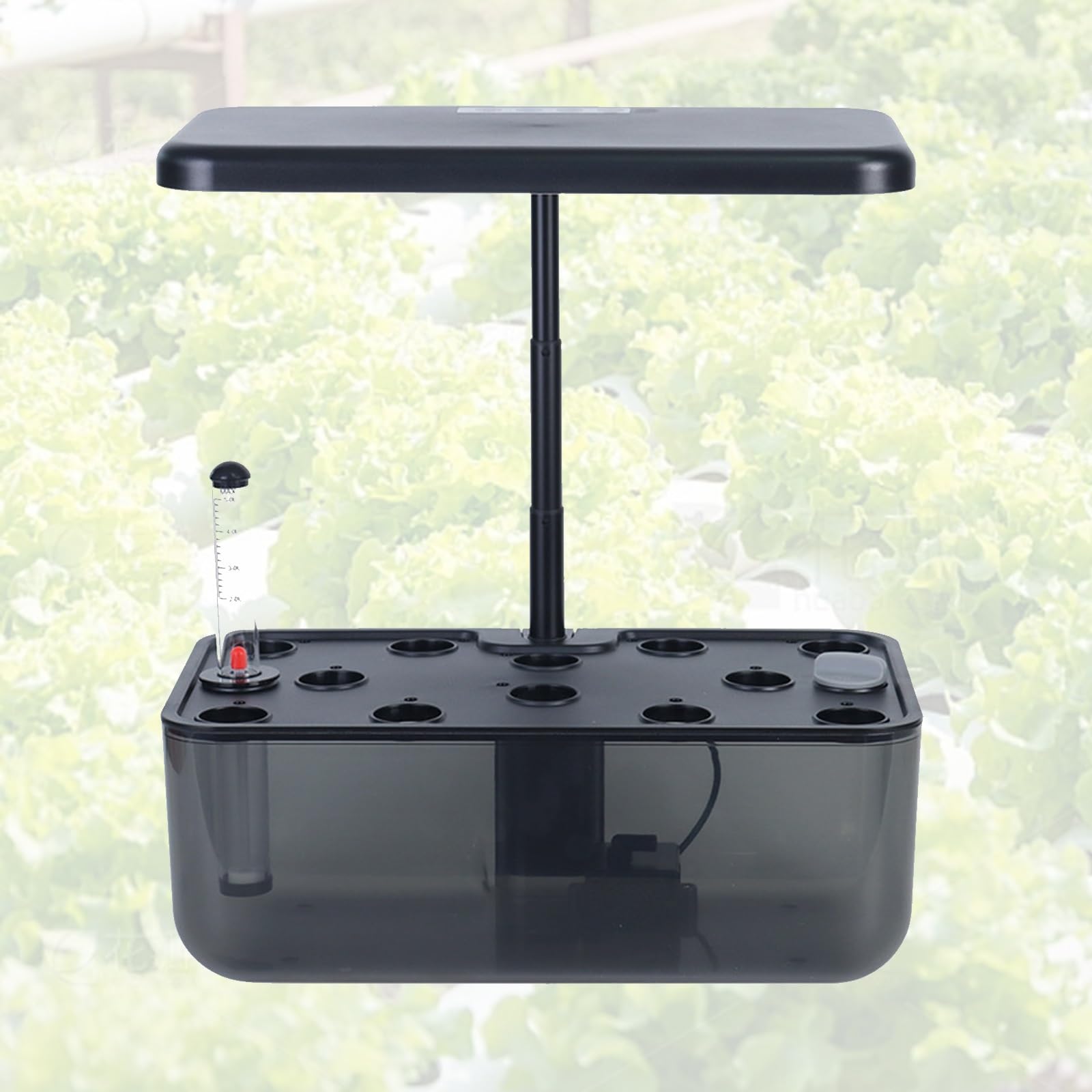 Hydroponie Kit Complet D'intérieur avec éclairage LED, Tour Hydroponique, Kit de Germination 10 Capsules, Hauteur Réglable, Kit de Tour Hydroponique Verticale D'intérieur, Noir