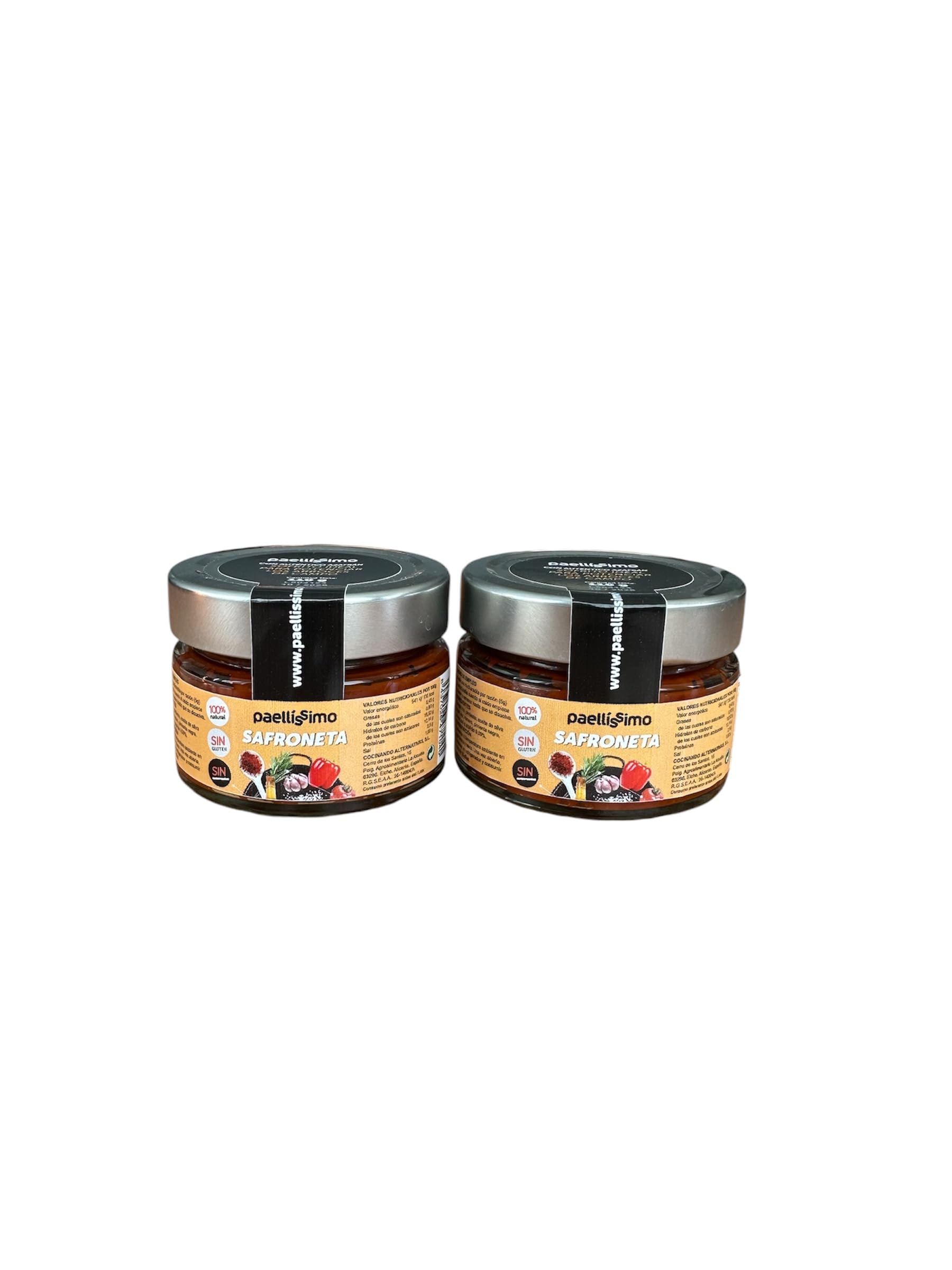 Paellissimo – Safroneta, Salsa Salmorreta con Azafrán y Romero para Paella de Campo, Sofrito para Potenciar el Sabor de Paellas, Arroces, Fideuás y Guisos - 4 Tarros de 110gr (22 raciones por tarro)