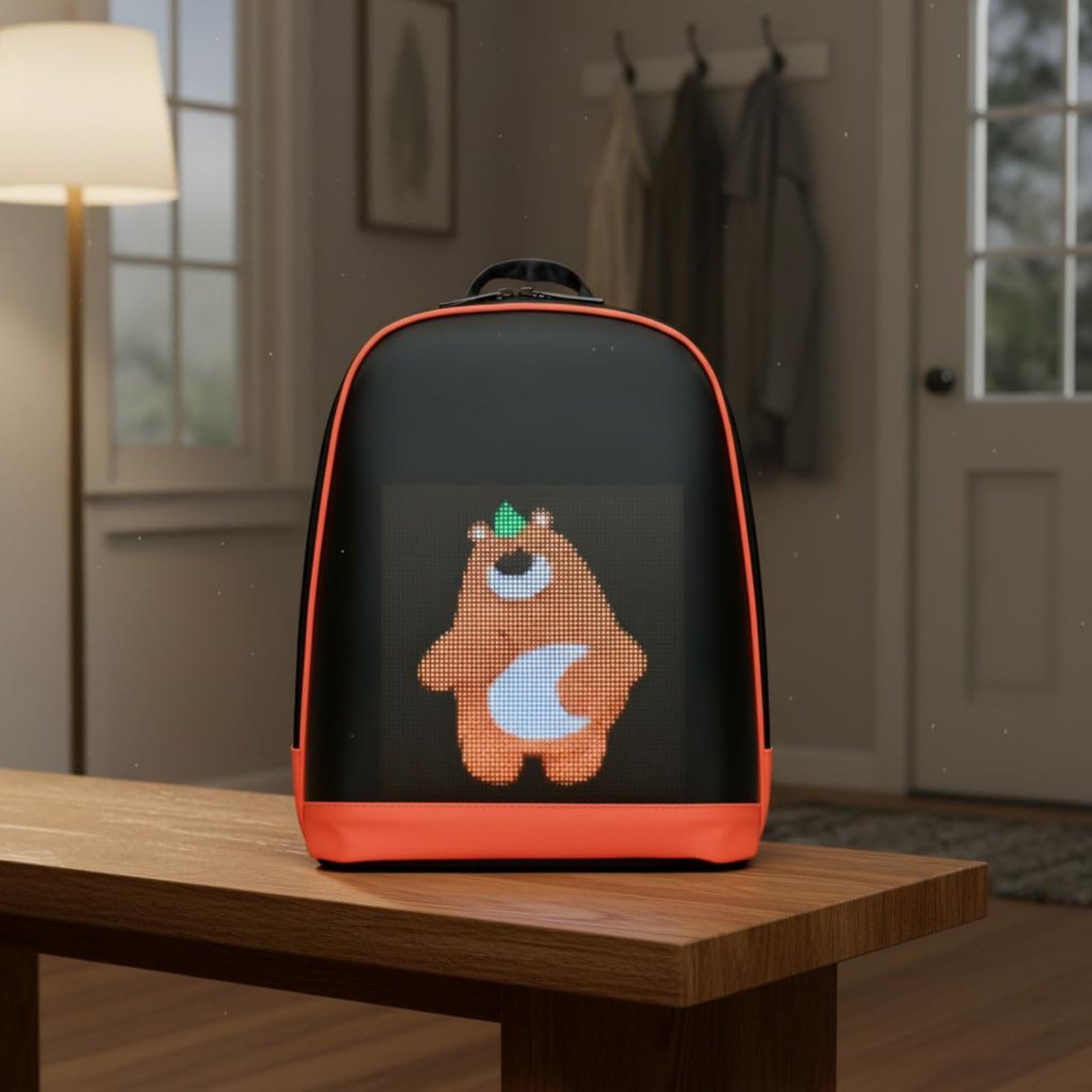 Zaino LED Programmabile Studente Display Luminoso con Schermo Personalizzabile da Smartphone Impermeabile Struttura Leggera con, Nero