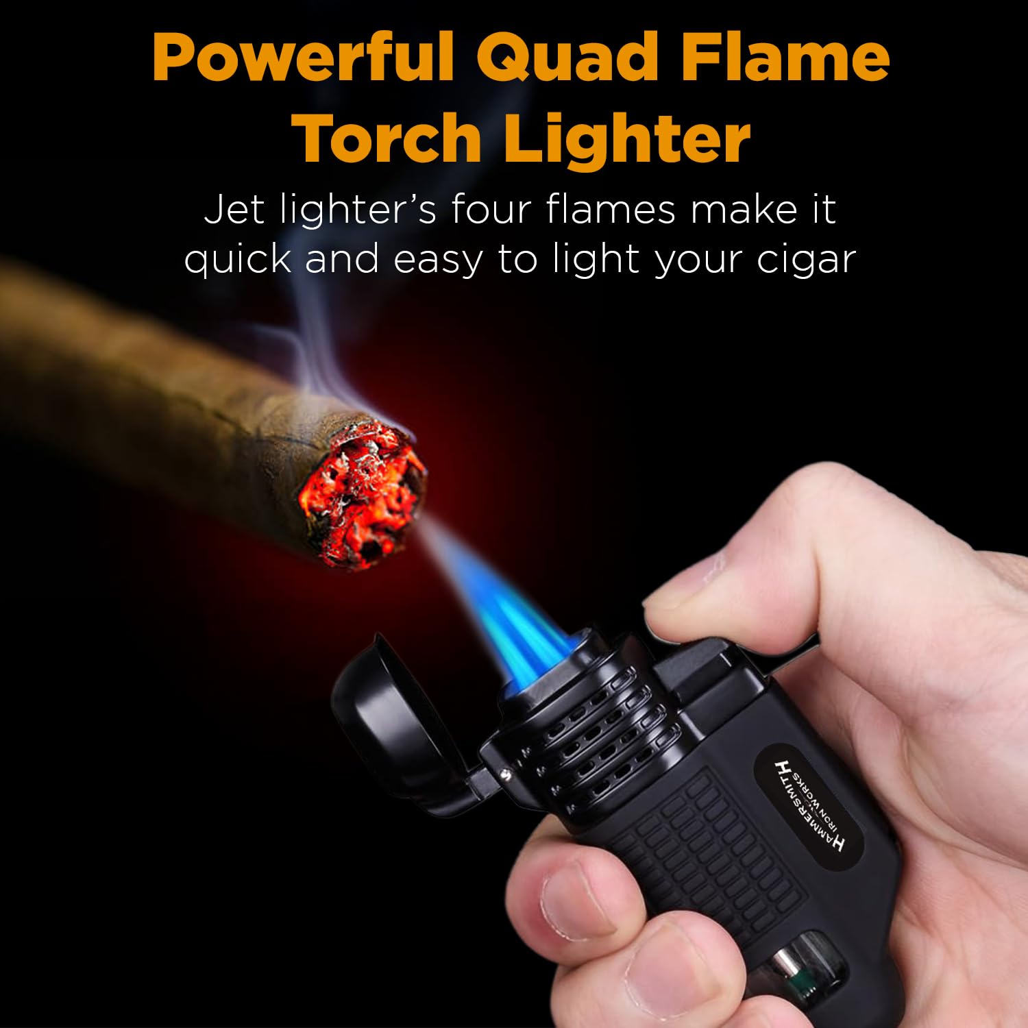 can an iron light a cigarette Amazon.com: Hammersmith Work Horse Quad-Flame Butane Torch Lighter for  Cigars and Cigarettes, Refillable Lighters, Mini Torch with Flip-Out Punch  Cutter, Single-Action Ignition, & Fuel Gauge (No Fuel)