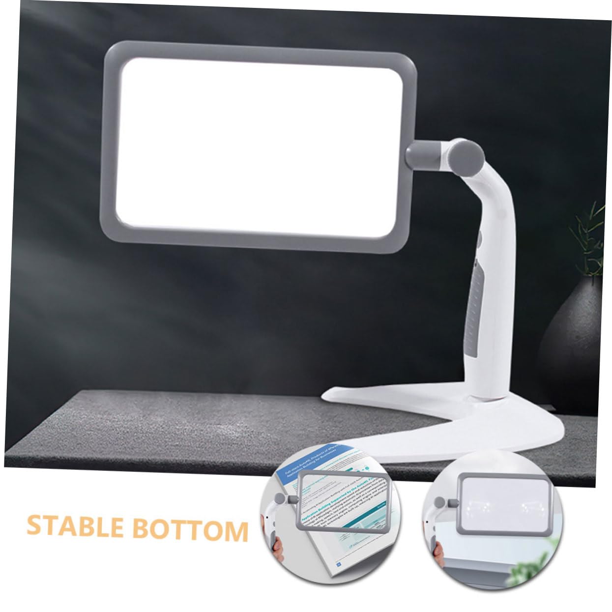 Lupa LED de Mano y Sobremesa 2, 5X Abs Acrílico para Lectura | 48 Luces, Luz Cálida y Fría Regulable, Funciona 3 Pilas Aaa No Incluidas, para Dibujo y Manualidades