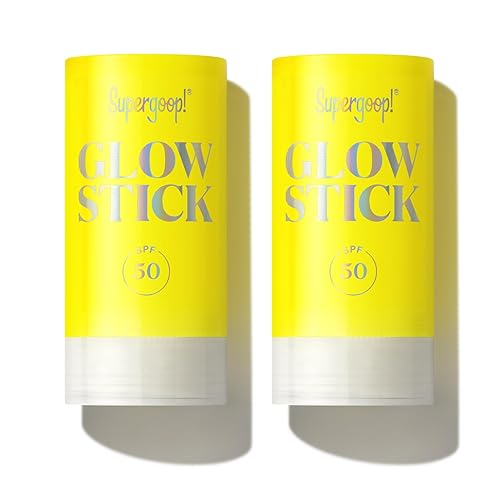Supergoop! Glow Stick FPS 50 PA++++ - Protector solar de aceite seco en barra para rostro y cuerpo, ilumina e hidrata para un brillo saludable, sin