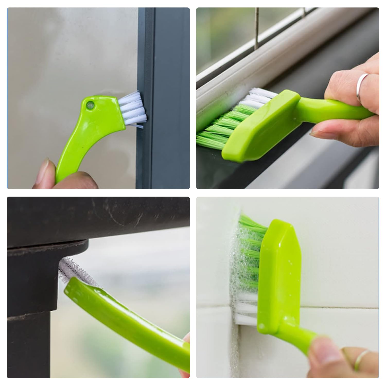 Lot 4 Brosse Nettoyage Multifonction - Brosse Rainures, Crevasses, Salle De Bain & Cuisine, Poils Rigides