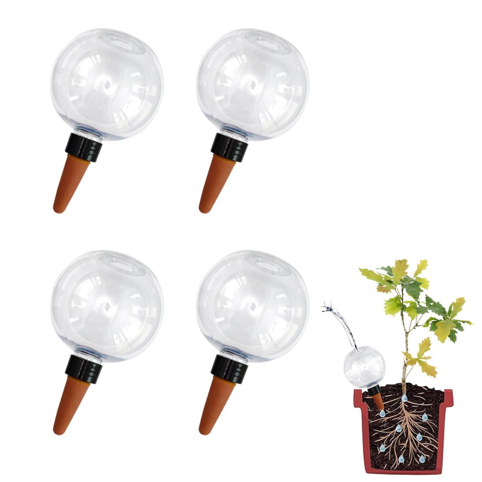 SPEPROECO 4Pack Plant Watering Globes Auto Watering Balls Stakes, Self-Watering Watering Ball Drip Feeders, Water Dispenser Plants for Automatic Watering Bulbs of Room Balcony and Garden Plants โ image 1
