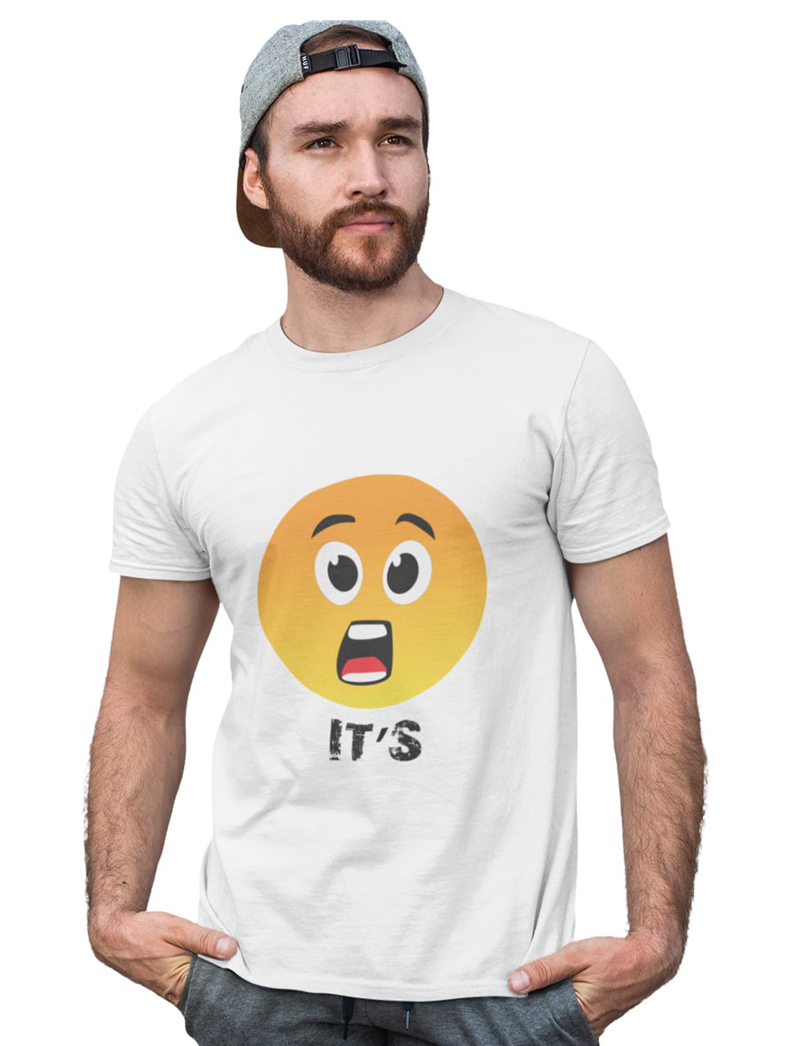 Bag It DealsStrange Emoji T-Shirt for Men Casual (White) Printed with Short Sleeve