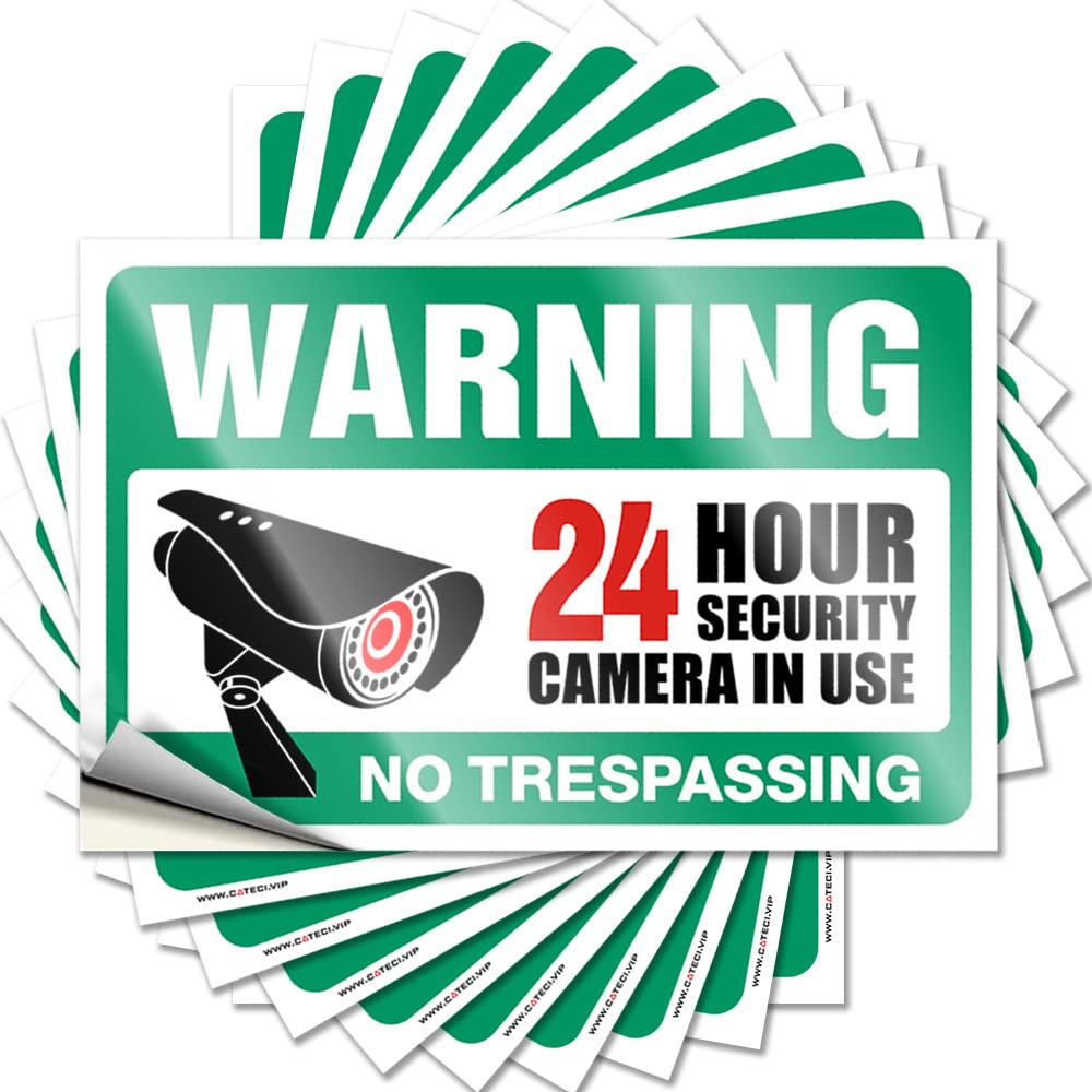 Cool Wall Decor Stickers - Funky Boys Cover Video Surveillance Signs, No Trespassing Violators Will Be Prosecuted(12X18CM)