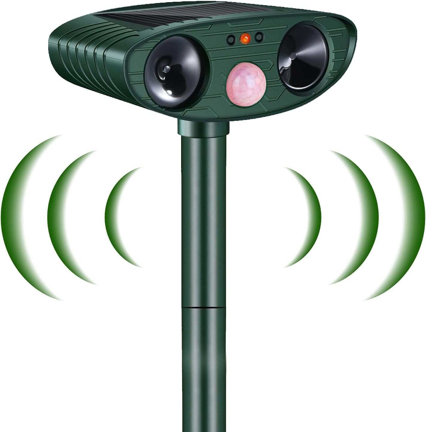 Cat Repellent, Cat Deterrent for Gardens UK, Animal Scarer Ultrasonic with PIR Sensor, IP44 Waterproof Solar Fox Repeller for Farm Yard Cats, Foxes, Squirrels, Pigeons, Dogs