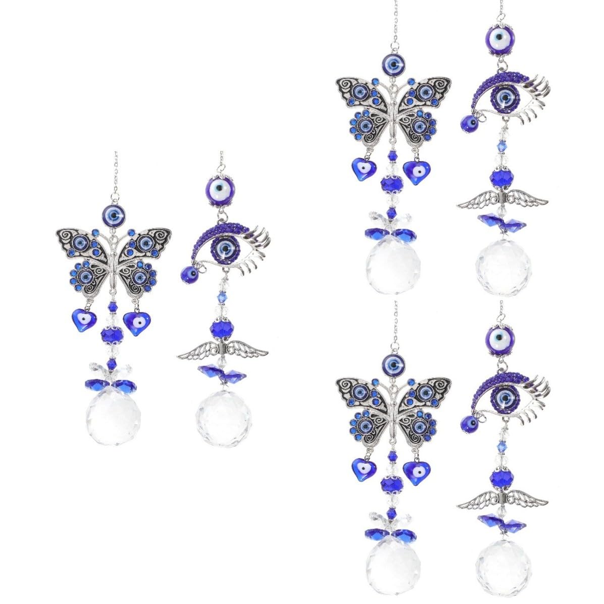 Abaodam 6 Pièces Attrape-Soleil en Verre Blanc Bleu à Suspendre pour Décorations de Jardin et Arbre, Facile à Décorer Transporter, pour Noël et Anniversaire