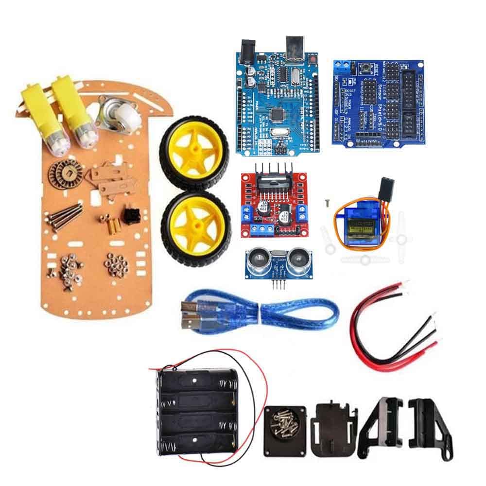 Reland Sun Avoidance Tracking Motor Smart Robot Car Chassis Kit Speed Encoder Box 2WD Module R3 Board L298N HC-SR501 SG90