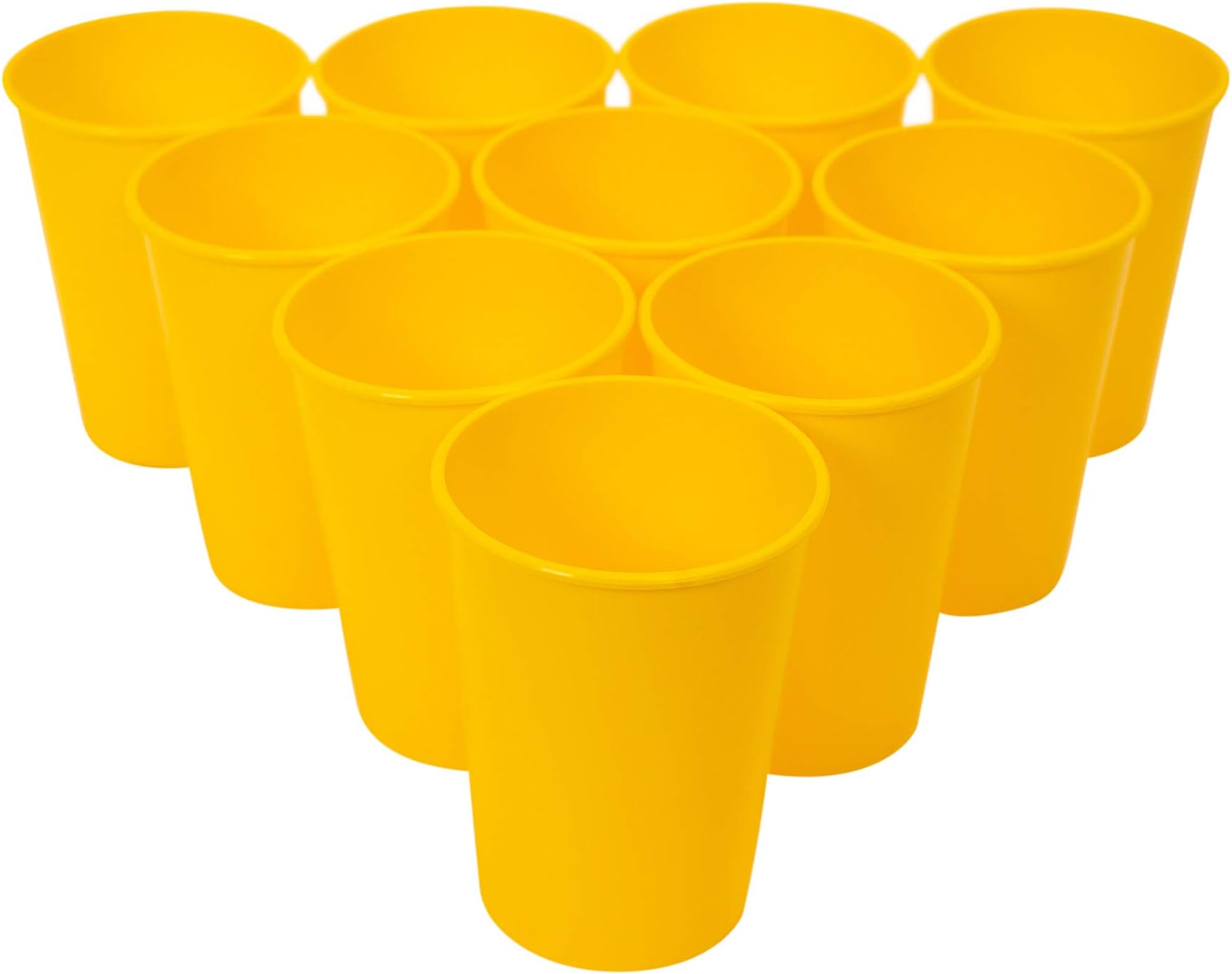 CSBD Stadium 12 oz. Plastic Cups, 10 Pack, Blank Reusable Drink Tumblers for Parties, Events, Marketing, Weddings, DIY Projects or BBQ Picnics, No BPA (Yellow)