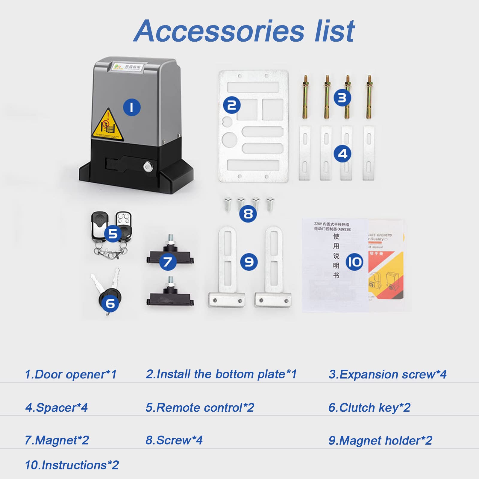 MAYKEA Kit Apriporta Scorrevole Automatico, con 2 Telecomandi, Supporto Telecomando App Mobile, 370W 550W 750W 1200W Motor Power Smart Apriporta Elettrico,750W