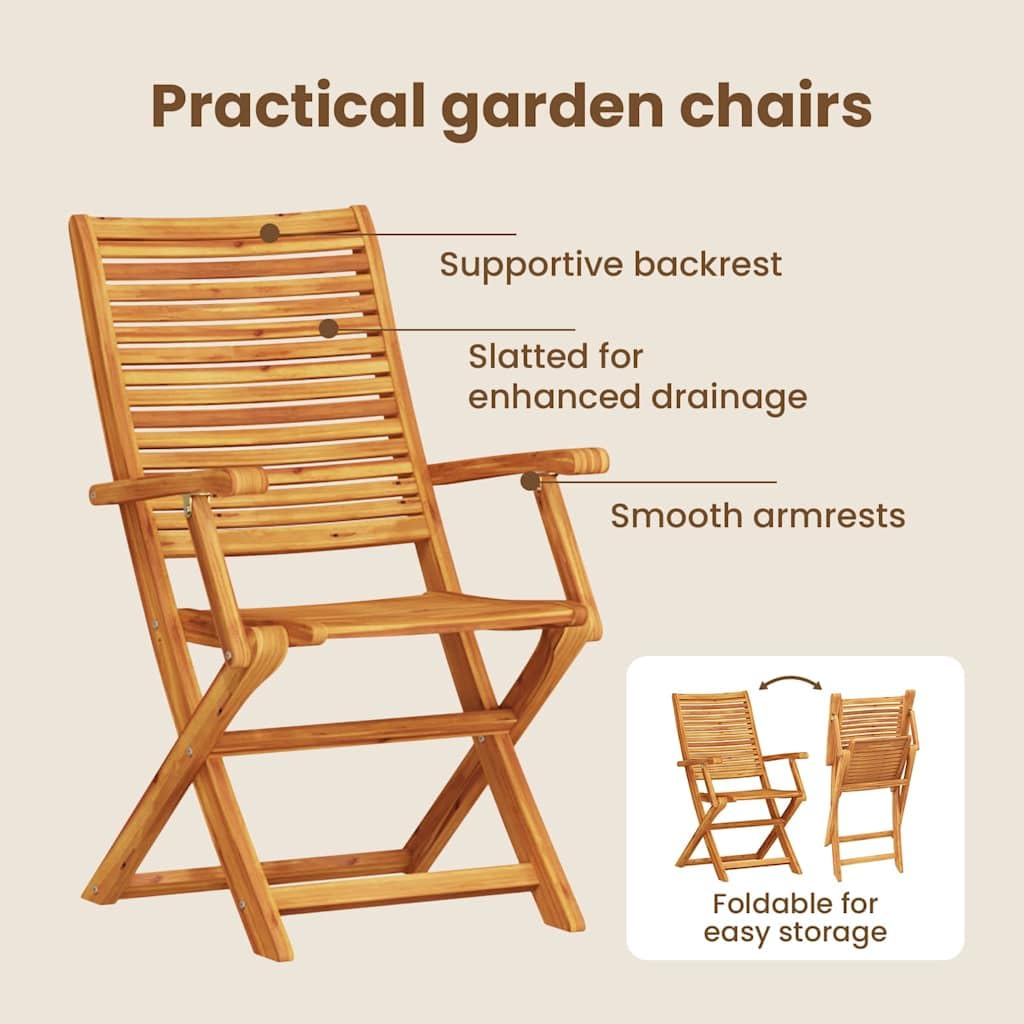 vidaXL Set da Pranzo per Giardino 5 pcs Marrone, Set da pranzo all'aperto, tavolo in acacia rustica, arredo giardino e terrazza, posti resistenti alle intemperie