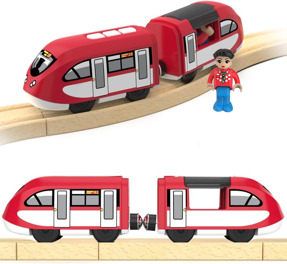 TOPLIVING Battery Operated Locomotive Train (Magnetic Connection) - Powerful Engine Bullet Train Compatible with Thomas, Brio, Chuggington
