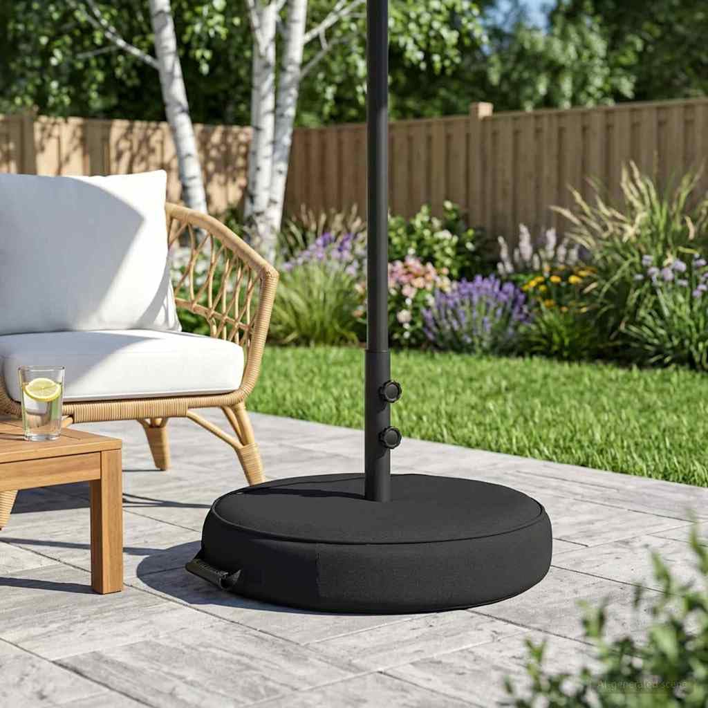 SYDE Base per ombrellone da patio, 53 x 53 x 40 cm, in acciaio, nero