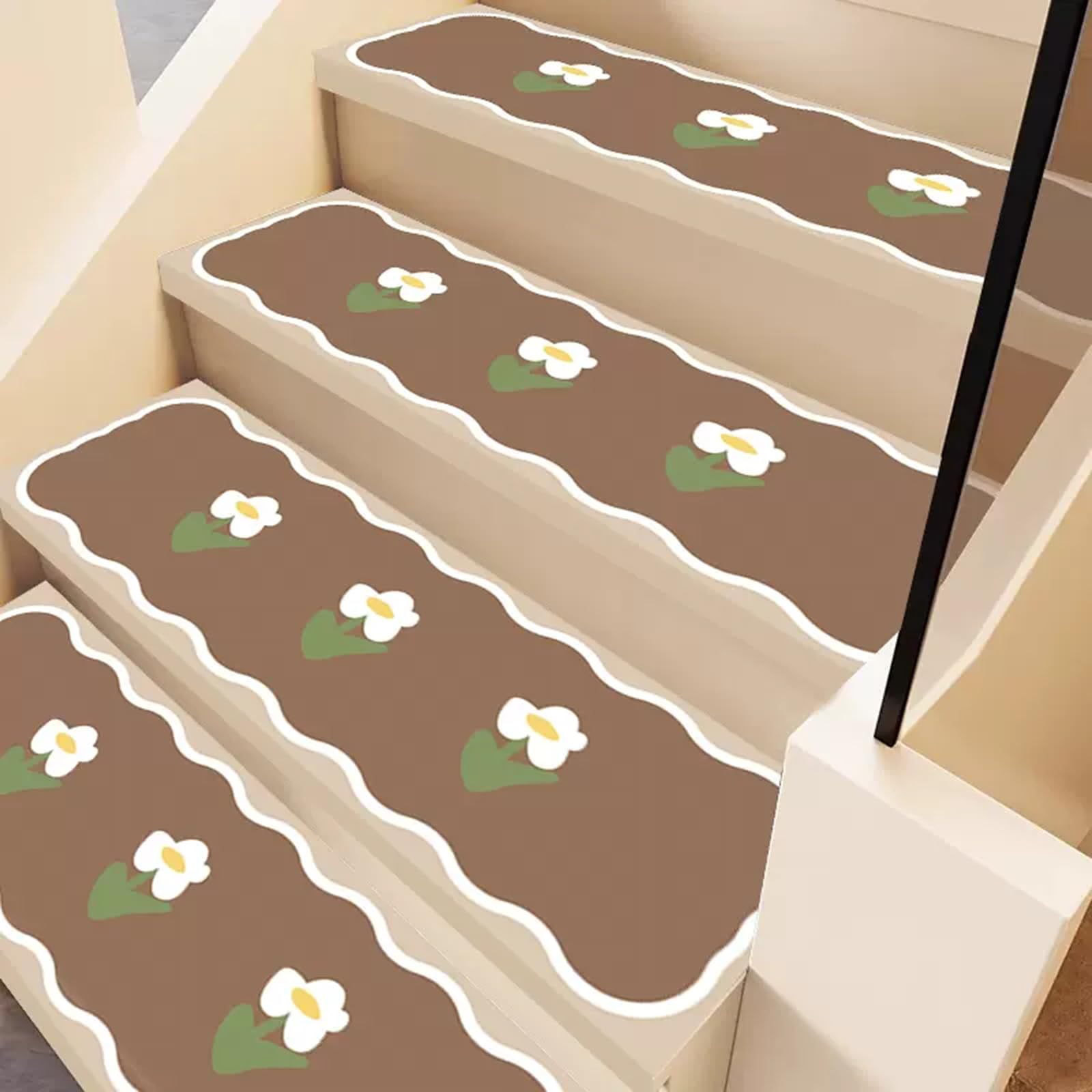 Lorxilar Non Slip Stair Mats for Wooden Stairs Bullnose Carpet Stair Treads Indoor for Kids Elders & Pets