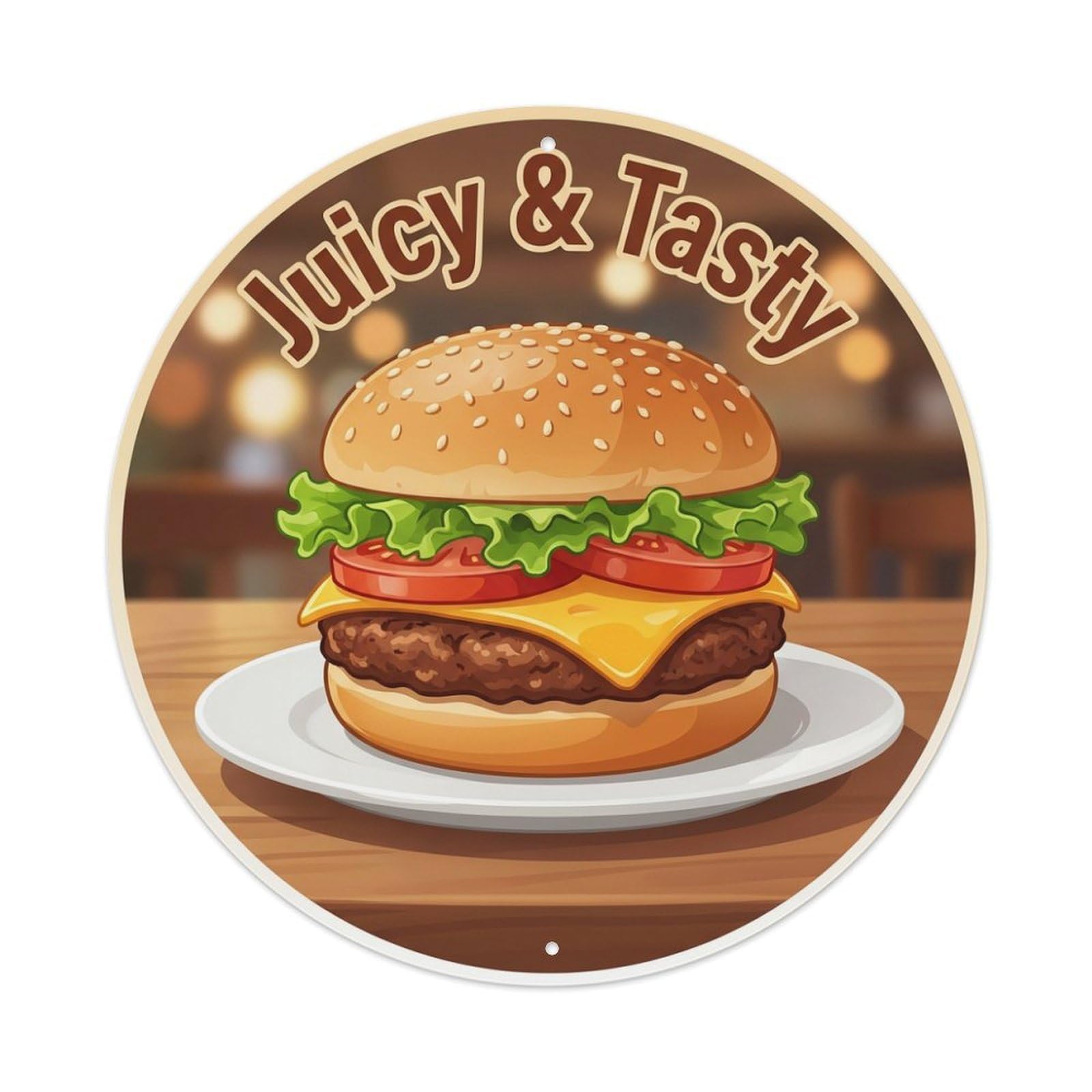 Metal Tin Sign Burger Sesame Gourmet Food