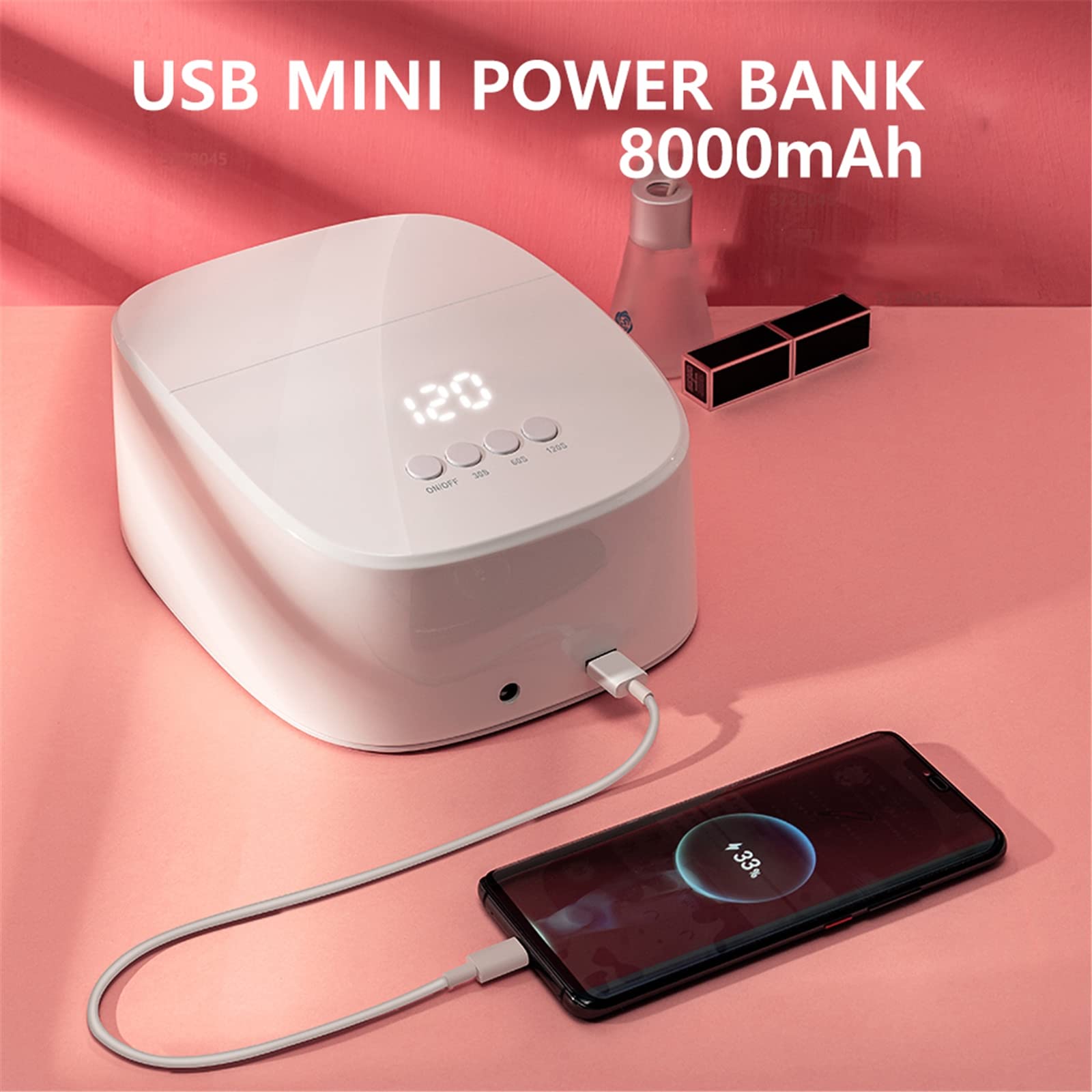 ZYC Lampada per Unghie a LED Senza Fili UV 60W Ricaricabile 8000mAH Lampada Gel Senza Fili Lampada per Unghie Smalto per Unghie Lampada arricciacapelli per Tutti Gli smalti per Unghie in Gel