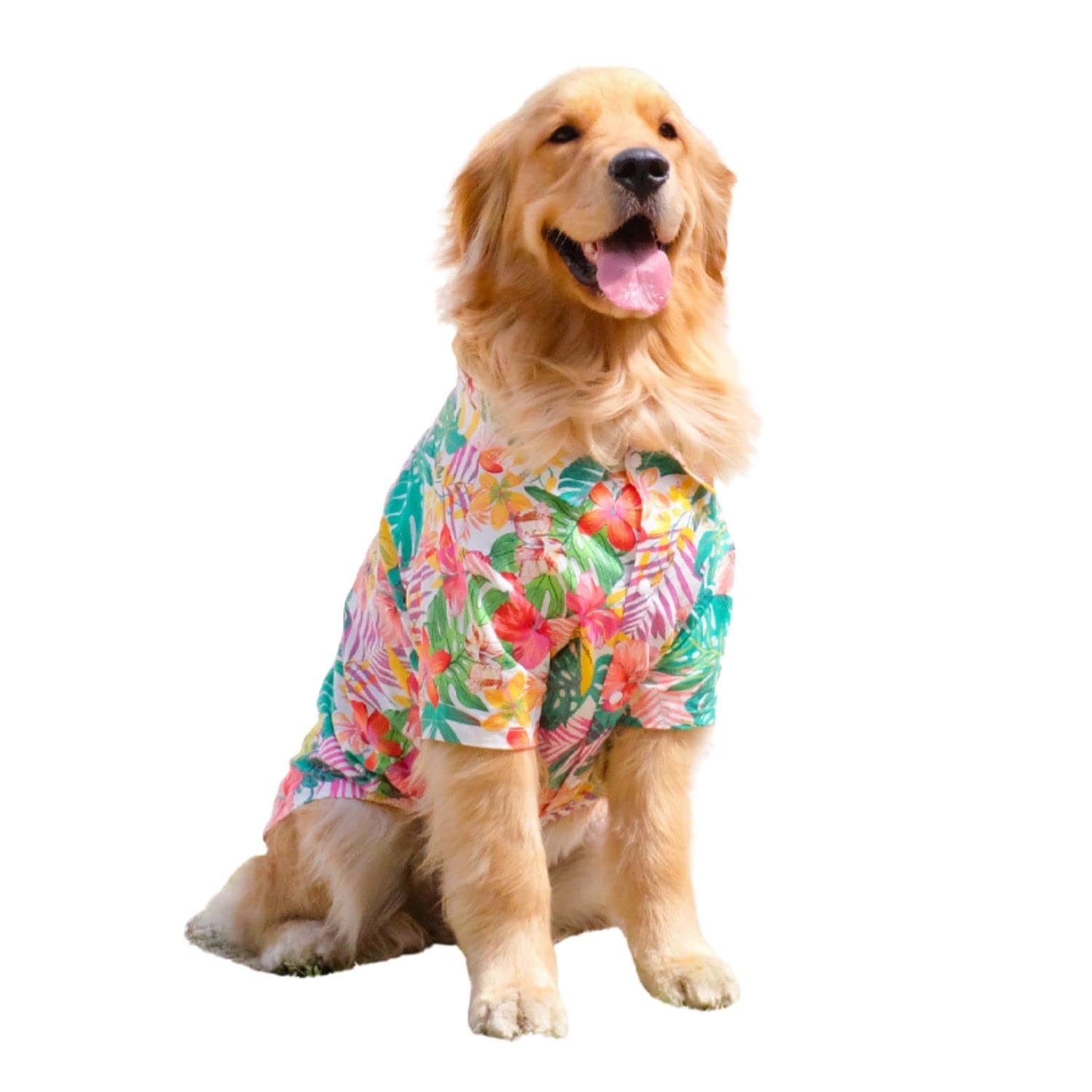 HDKUW Large Dog Hawaiian Costume, Dog's Cool T-Shirts Summer Clothes, Hawaiian Shirt for Large Dogs, Design for Summer Luau Style Beach Camp Vacation 5XL Red