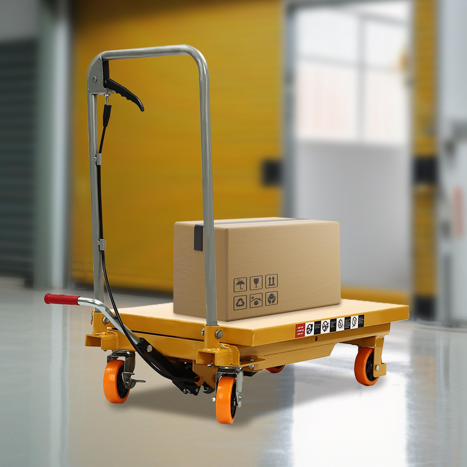 Carrello idraulico a forbice da 226,8 kg per trasporto di materiali, cuscinetti e officina con ruote in PU bloccabili, facilita il sollevamento e lo spostamento di carichi pesanti