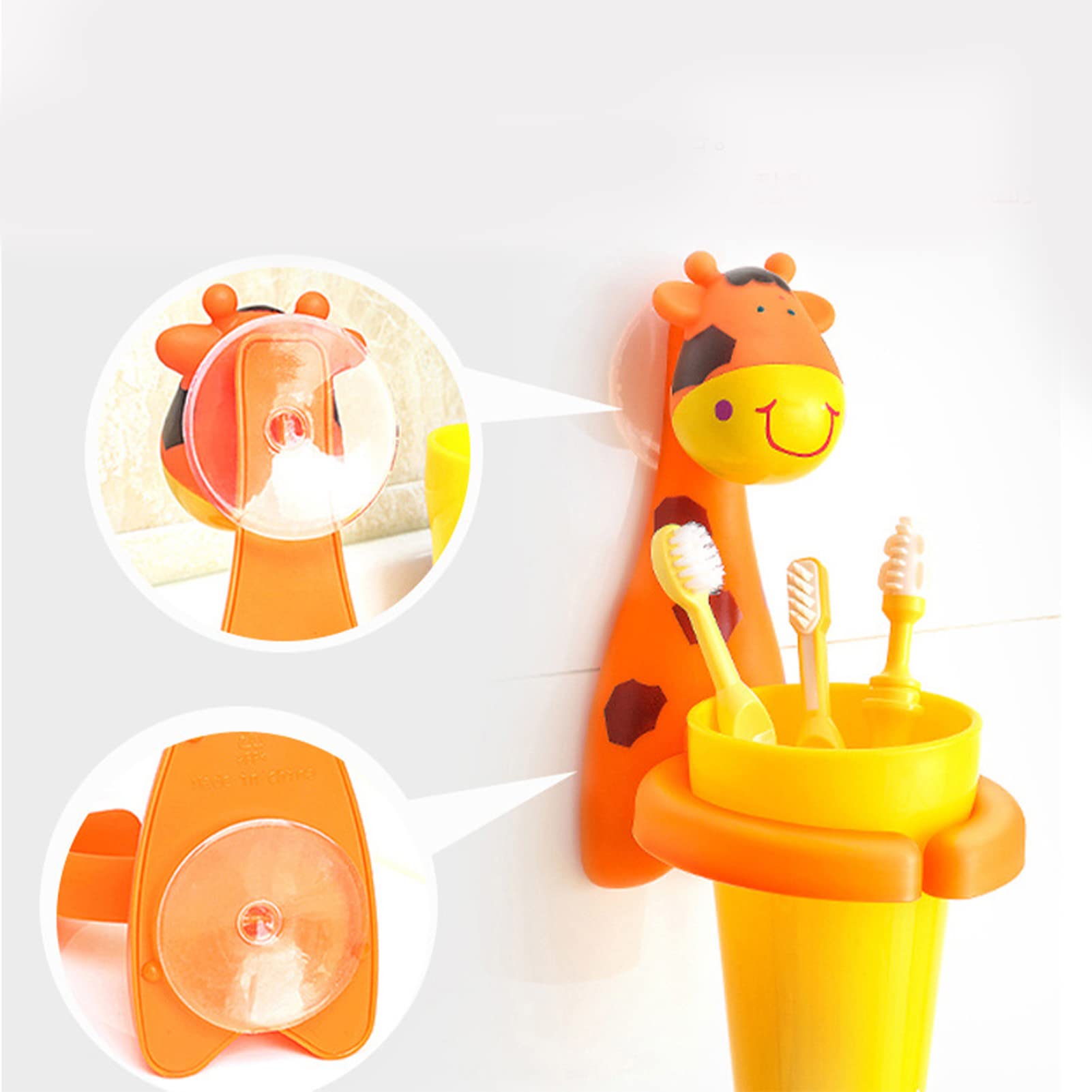 Portaspazzolino per bambini con tazza, supporto per spazzolino da denti per bambini con tazza, porta spazzolino da denti a forma di animale con ventosa, porta spazzolino da denti a fumetti, porta