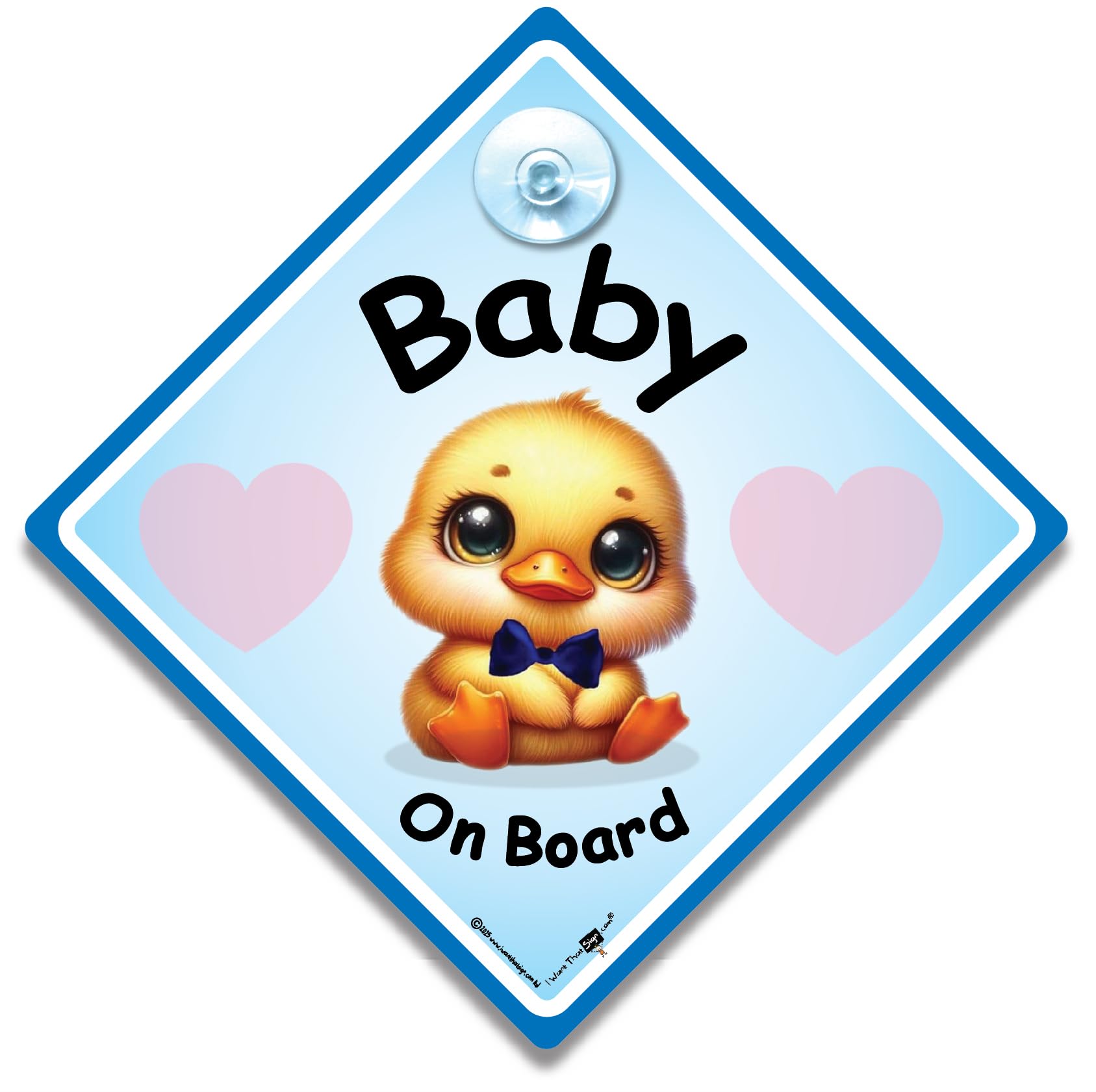 Iwantthatsign.com Blue Baby On Board Sign Duck 14Cm, Baby Car Sign With Cute Duckling