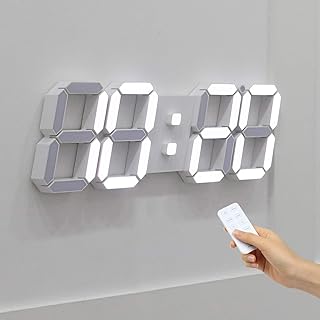Sponsored Ad - mooas 3D LED Clock, Multi-Function LED Clock (Calendar, Alarm, Temperature) (15.3" Big Plus White Wall Cloc...